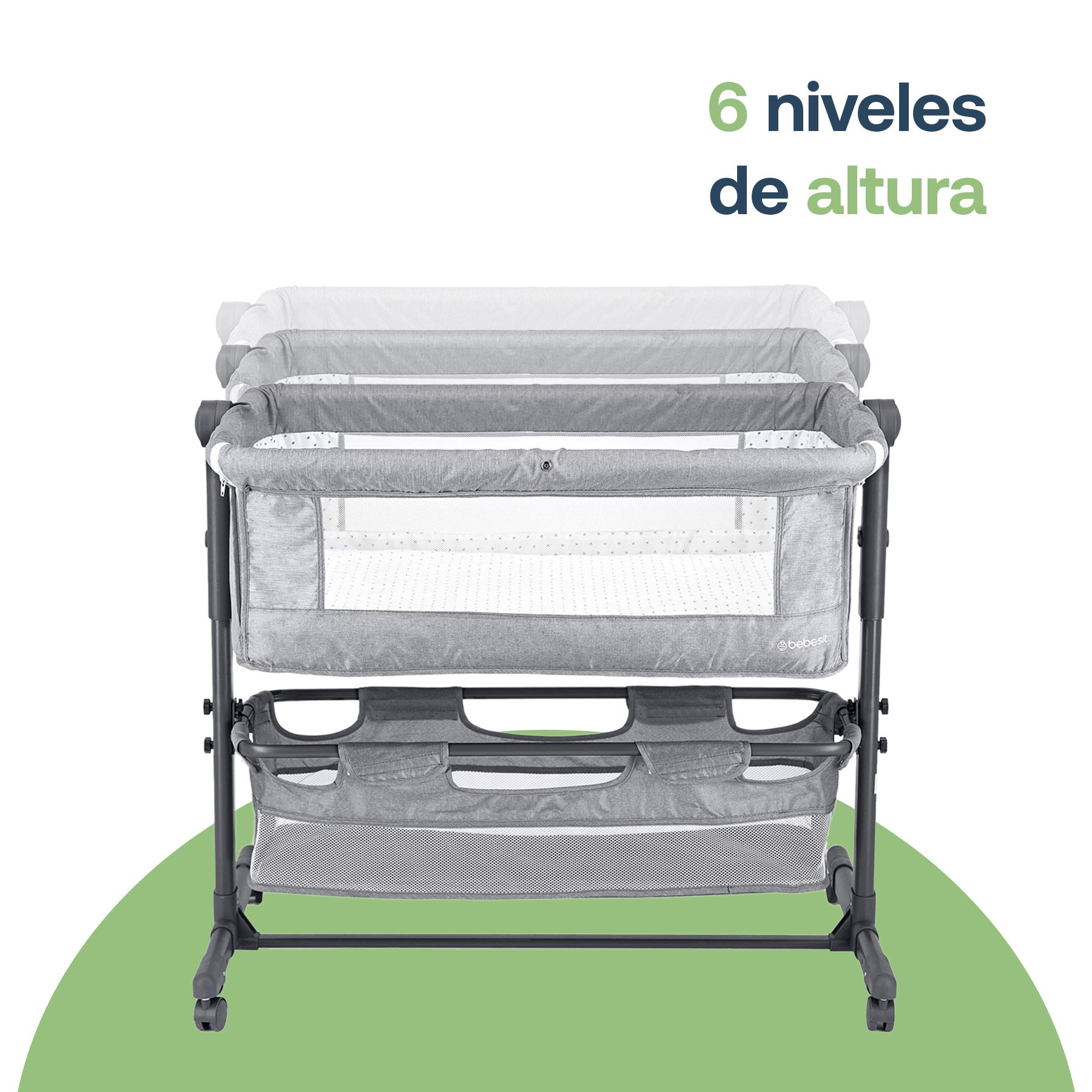 Foto 6 pulgar | Cuna Corral para Bebé Bassinet Bebesit Colecho Plegable Viajero color Gris