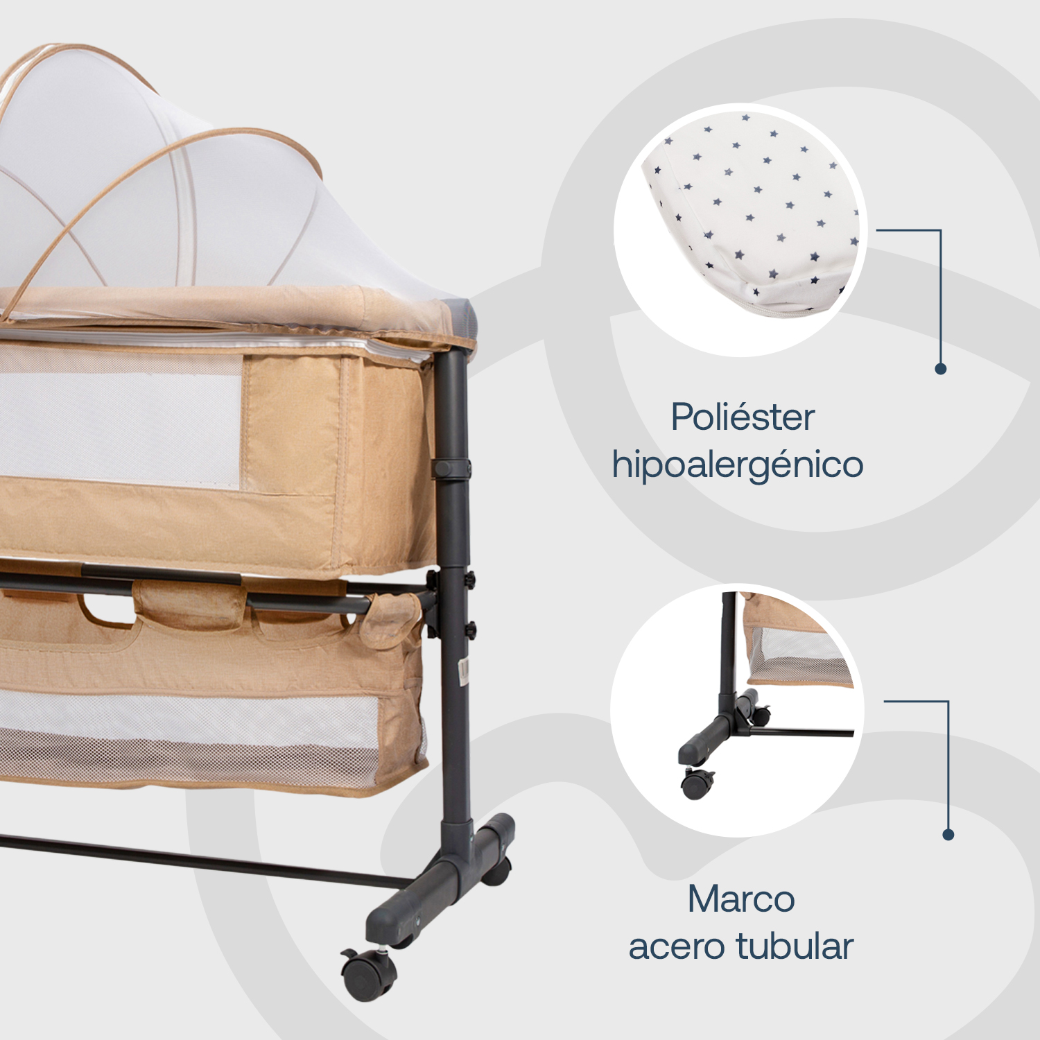 Foto 4 pulgar | Cuna Corral Bebe Bassinet Bebesit Colecho Plegable Viajero Color Beige