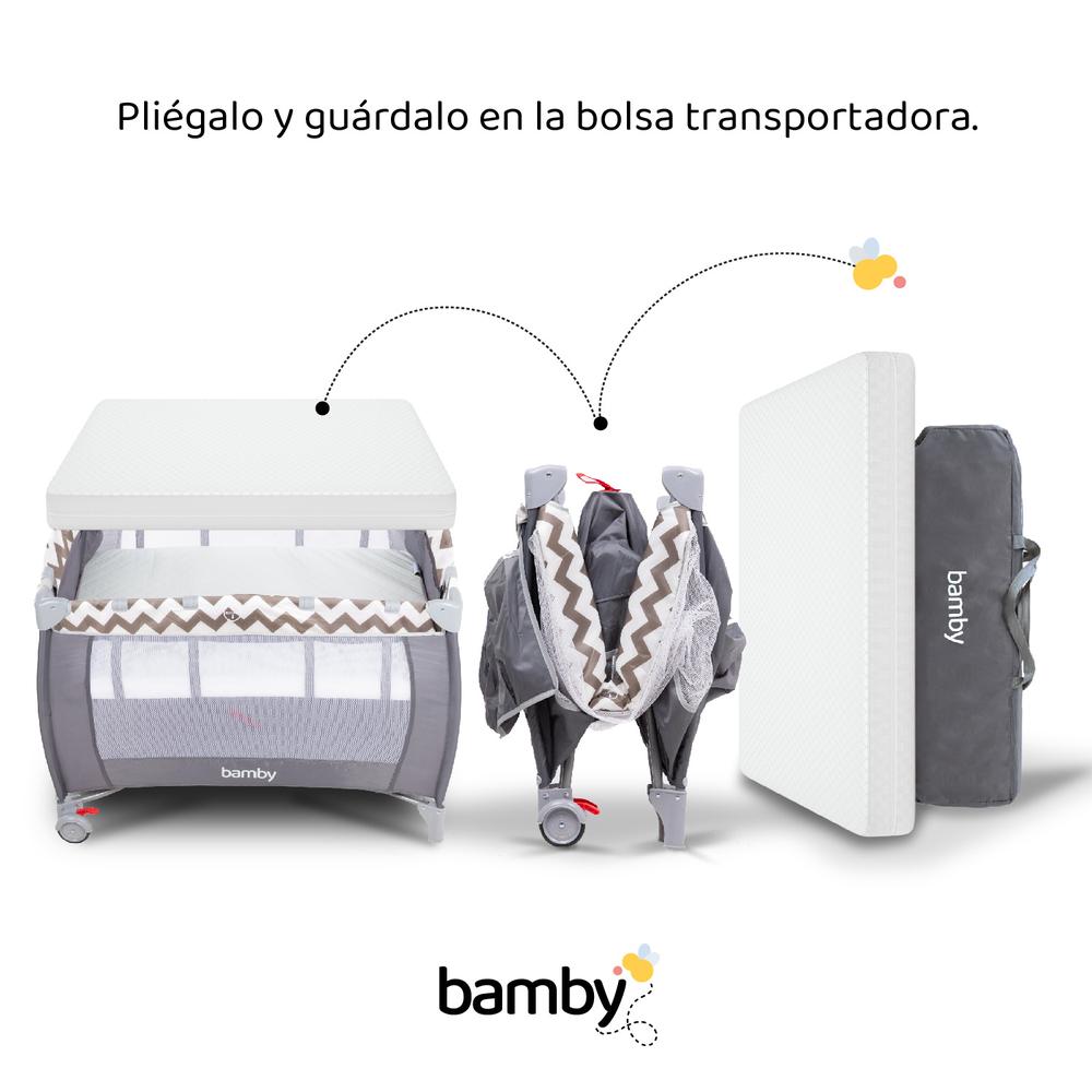 Foto 6 | Cuna Plegable Bamby Gris con Cambiador y Colchón Impermeable