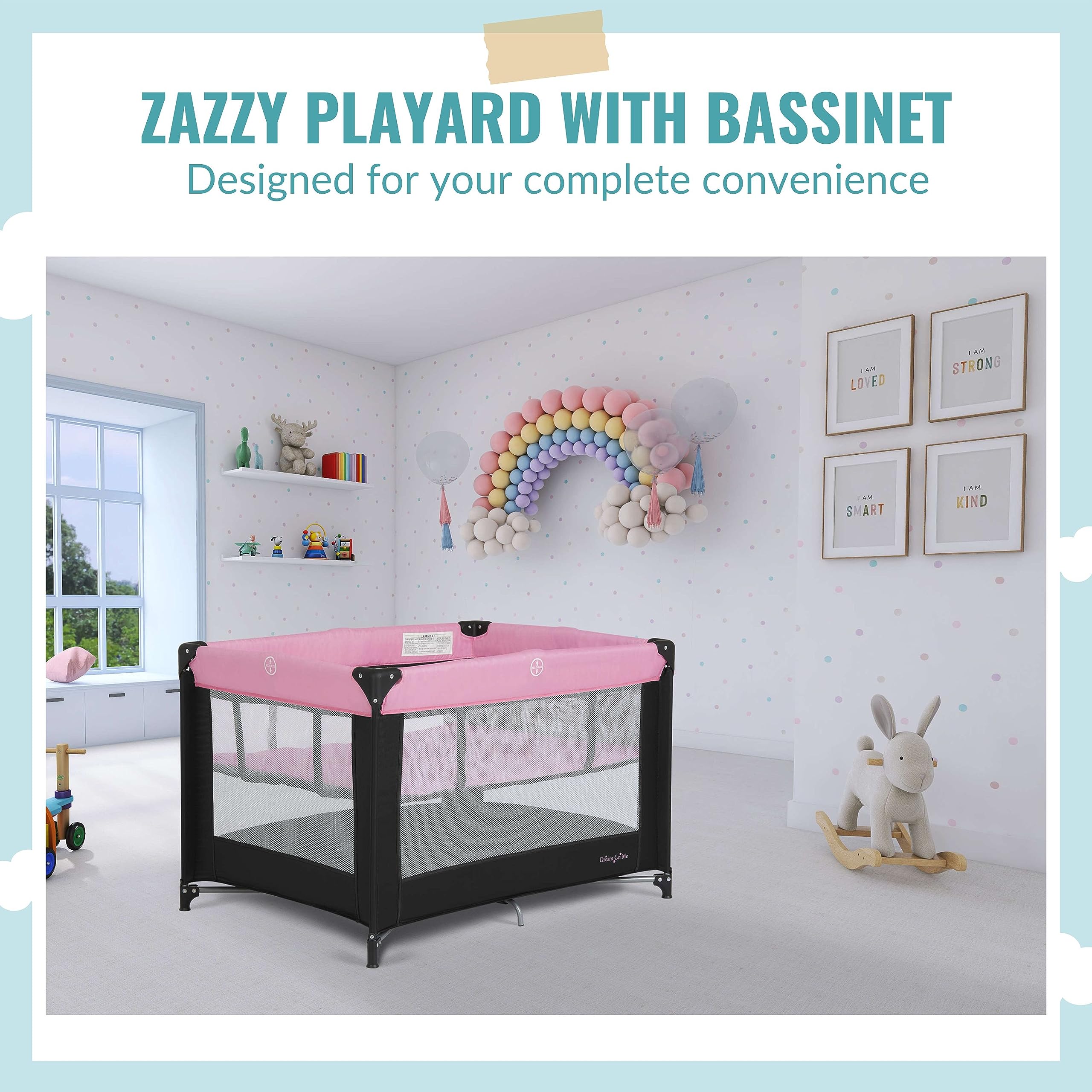 Foto 2 | Playard Portátil Dream On Me Zazzy Con Capazo Rosa Y Colchón - Venta Internacional.