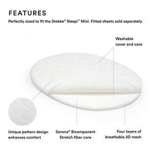 Foto 2 | Colchón Stokke Sleepi Mini Blanco con Malla 3d Transpirable - Venta Internacional