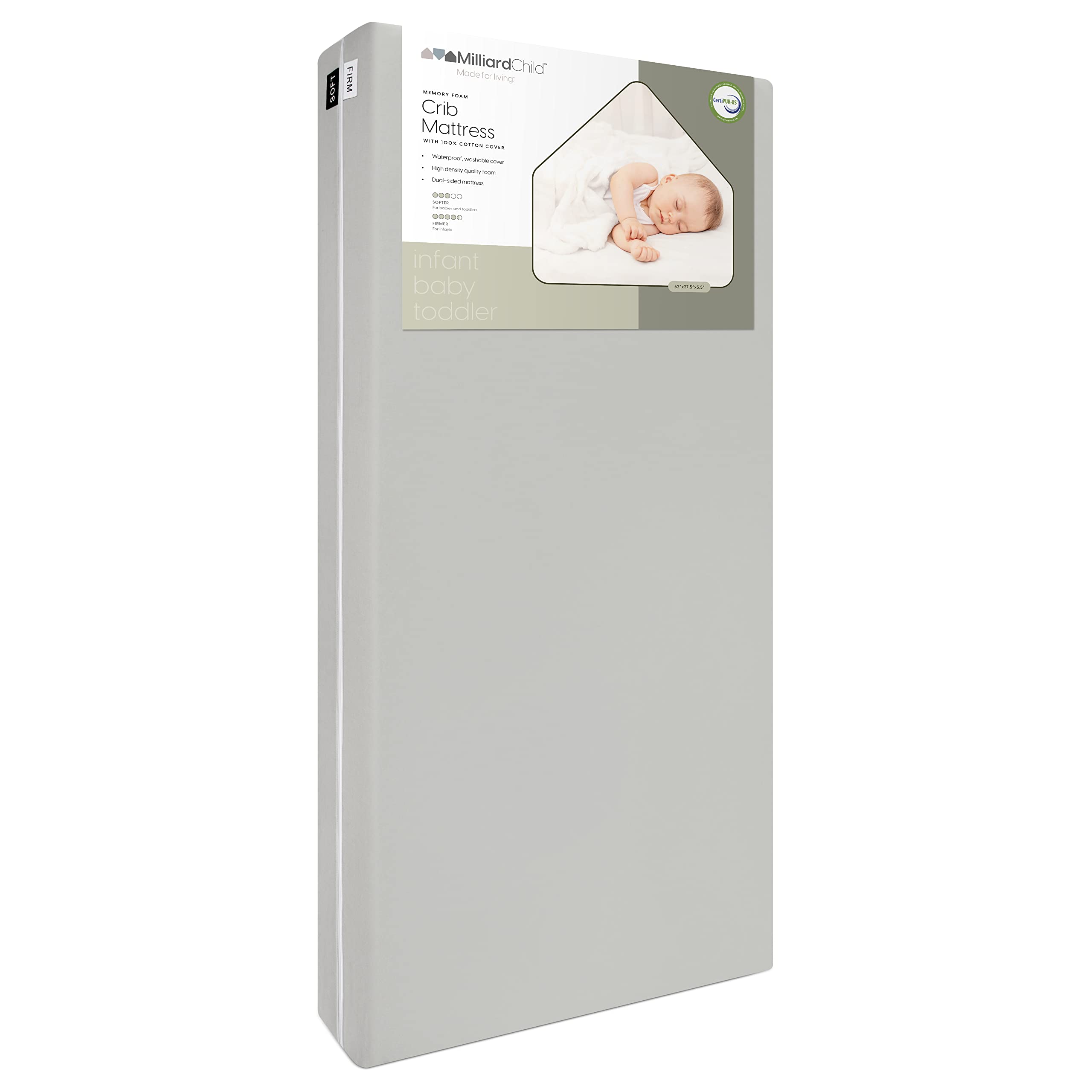 Colchón para Cuna Milliard Memory Foam Dual Comfort- Venta Internacional