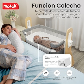Foto 4 | Cuna Colecho Motek Estee Bebé Gris Mecedora Mosquitero Deluxe