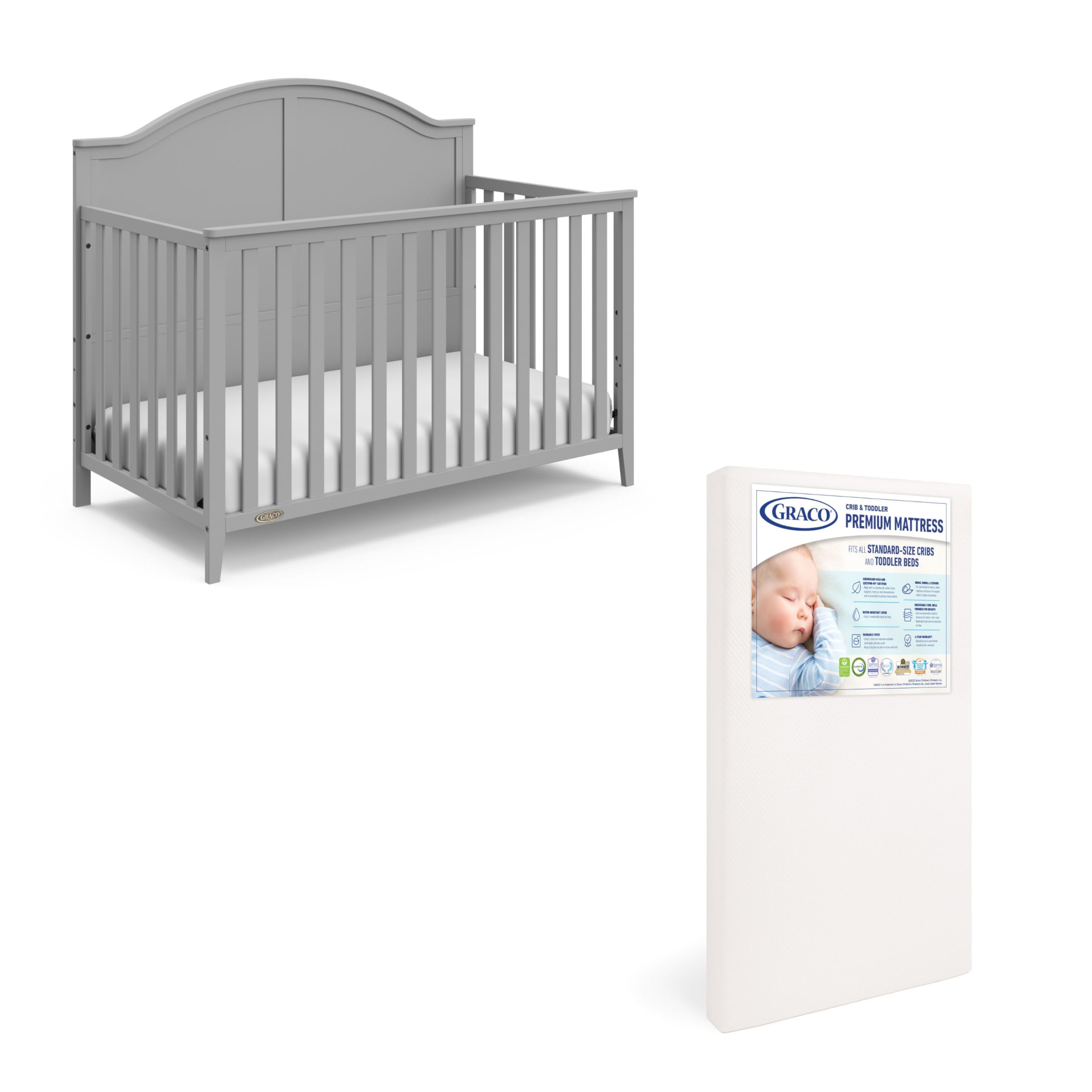 Paquete Nursery Essentials Para Cuna Y Colchón Wilfred De Graco, Color Gris - Venta Internacional.