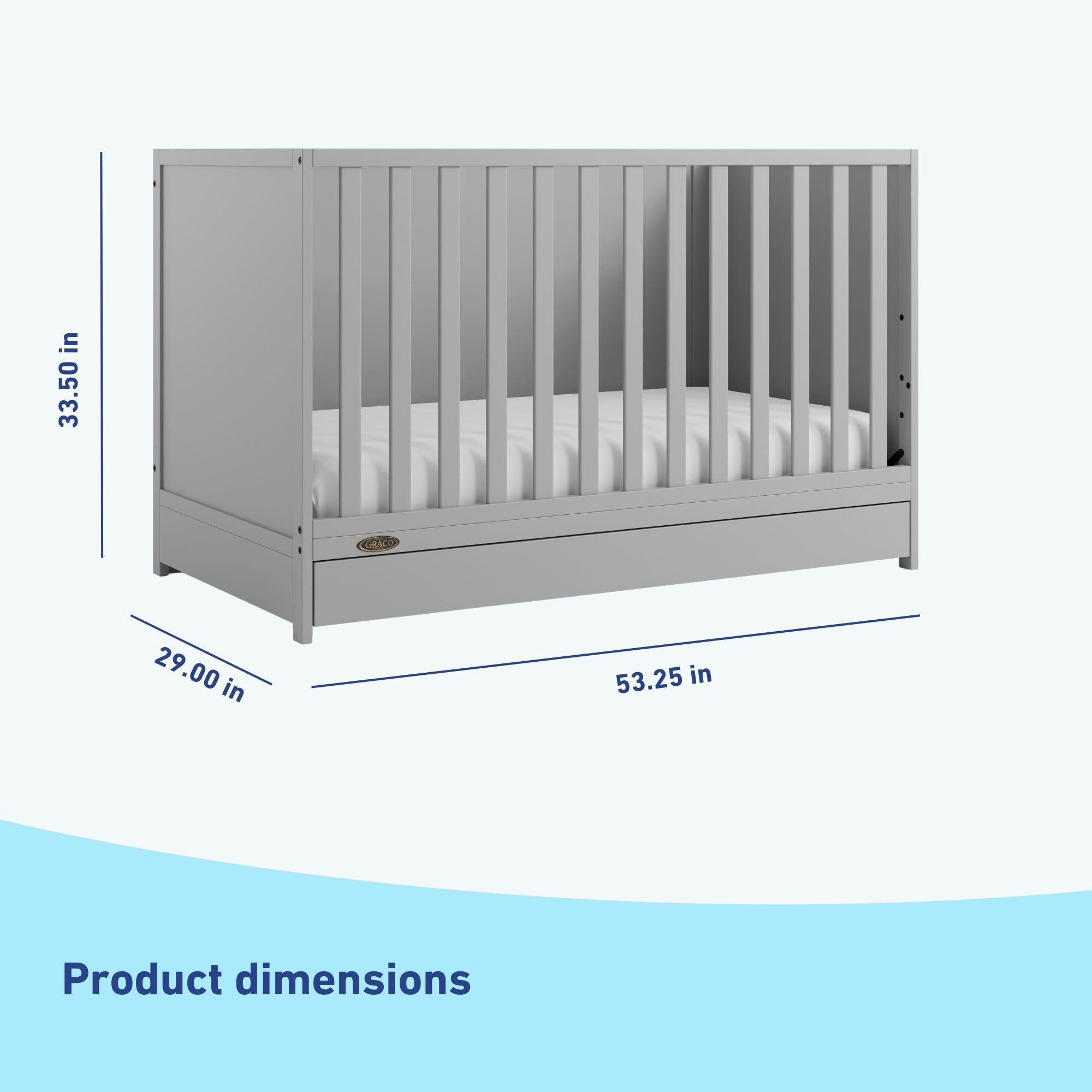 Foto 2 | Cuna Convertible Graco Theo Con Cajón De Almacenamiento, Color Gris Guijarro - Venta Internacional.