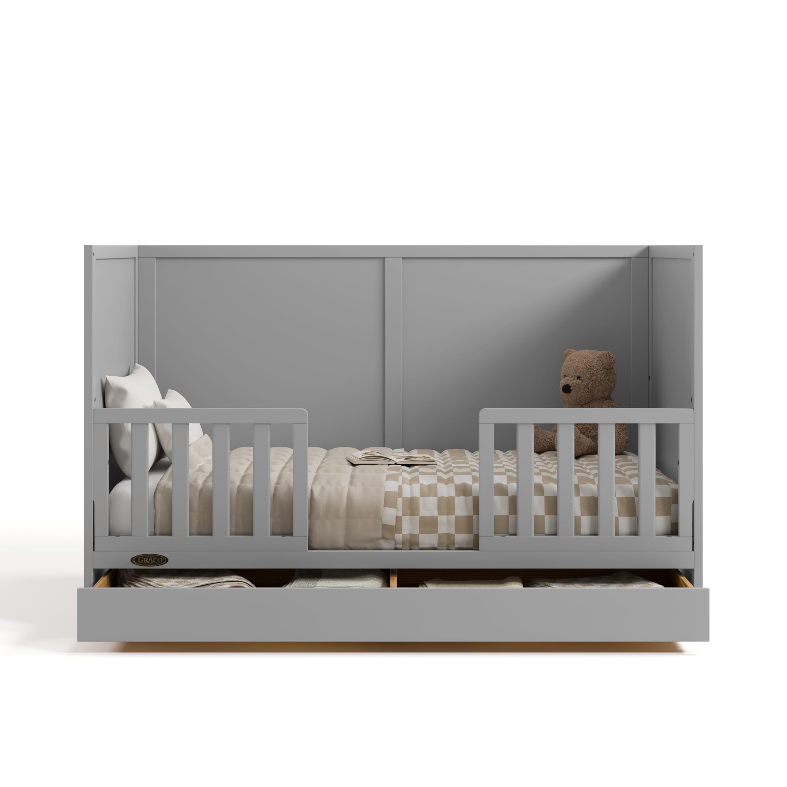 Foto 7 | Cuna Convertible Graco Theo Con Cajón De Almacenamiento, Color Gris Guijarro - Venta Internacional.