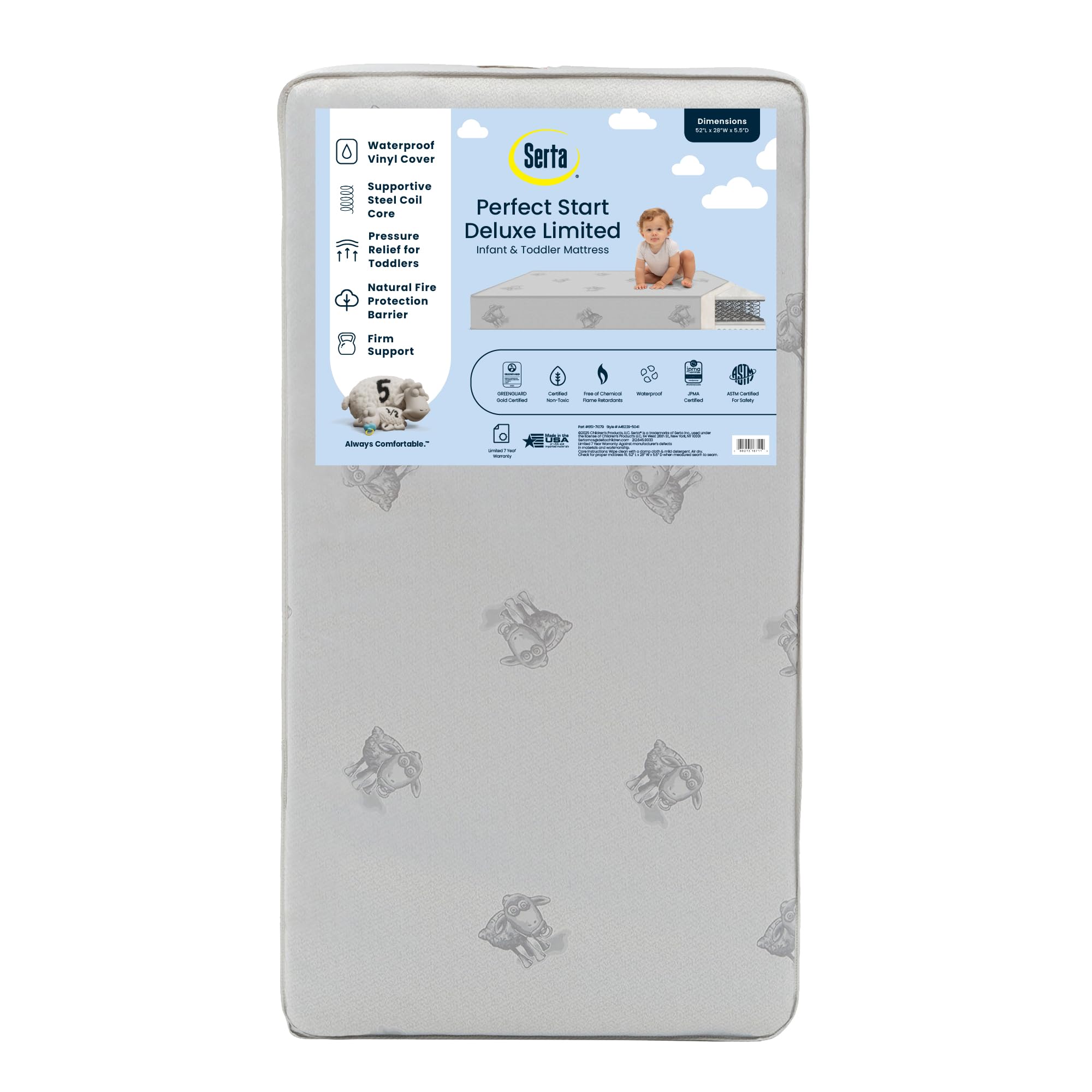 Colchón Para Cuna Serta Perfect Start Deluxe, Doble Cara, 7 Años - Venta Internacional.