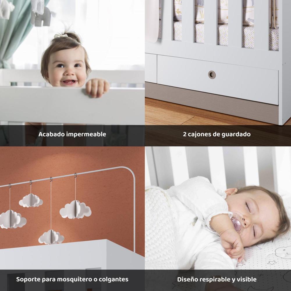 Foto 6 | Cuna 3 En 1 Con Cajones Blanca Moderna Nordica Kingshouse