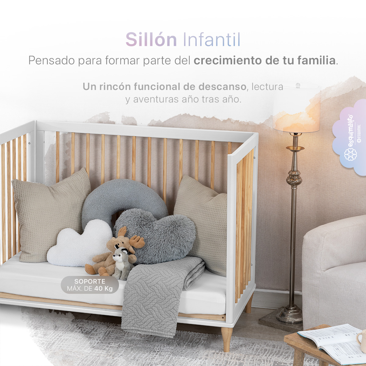 Foto 5 | Cuna De Madera Esquimal  Convertible 3 En 1 Ajustable Con Barandal Intercambiable Madera - Blanco