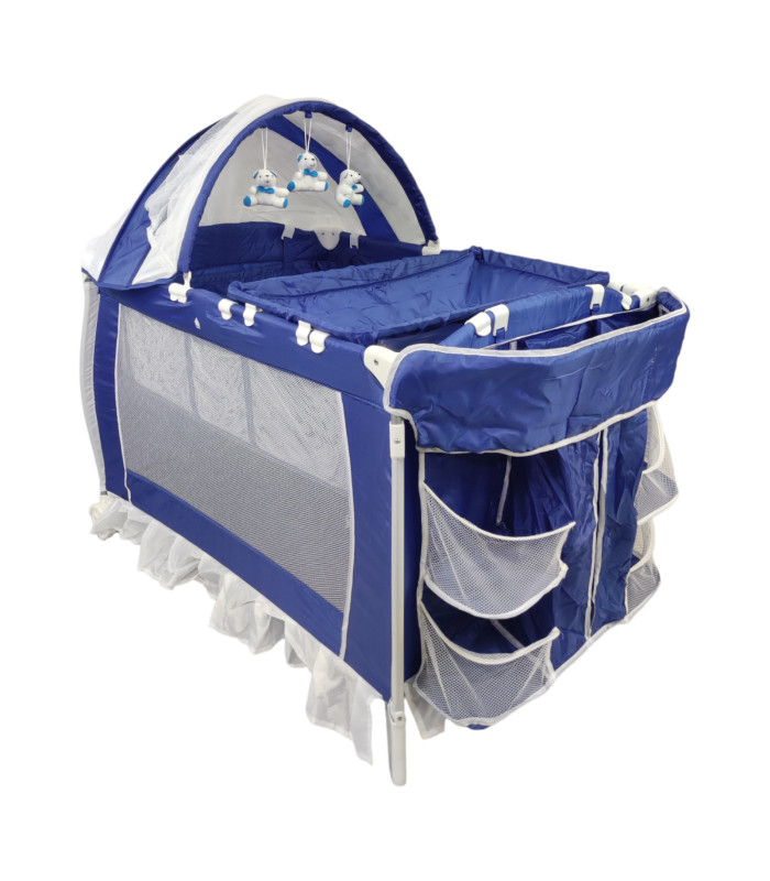 Cuna Corral para Bebe Plegable,cambiador,organizador Azul