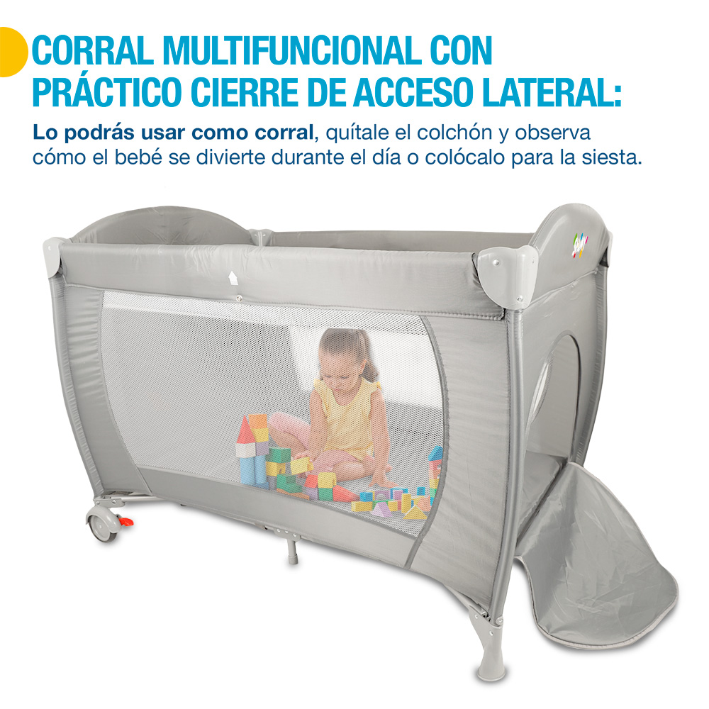 Foto 4 | Cuna Plegable para Bebé Shimy Gris con Cambiador/ Mosquitero/ Bolsa