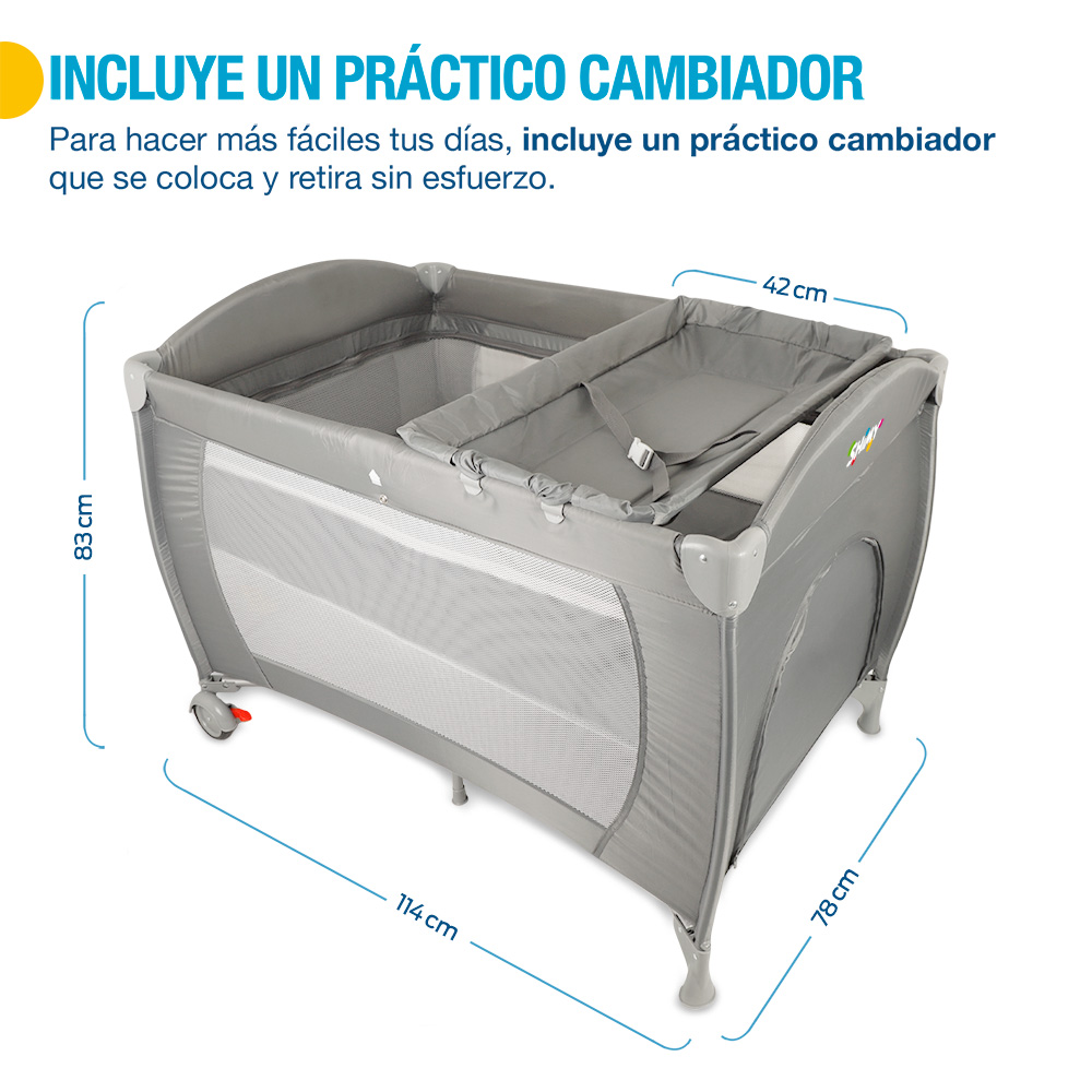 Foto 6 | Cuna Plegable para Bebé Shimy Gris con Cambiador/ Mosquitero/ Bolsa