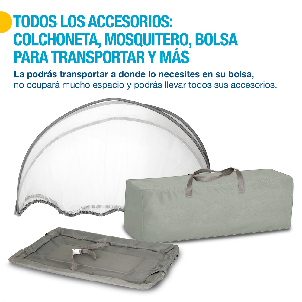 Foto 8 pulgar | Cuna Plegable para Bebé Shimy Gris con Cambiador/ Mosquitero/ Bolsa