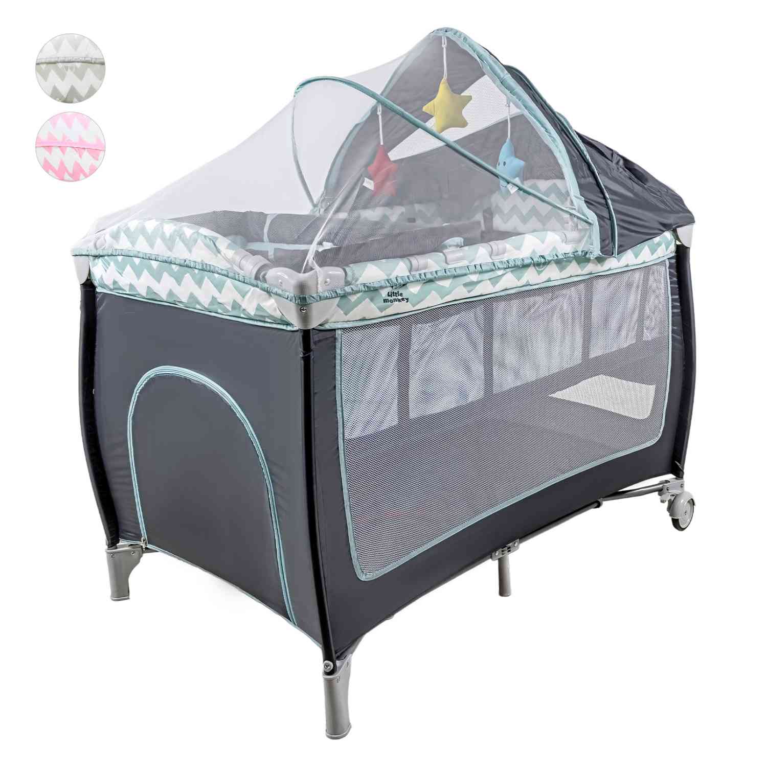 Foto 7 | Cuna Plegable Little Monkey Mosquitero Azul