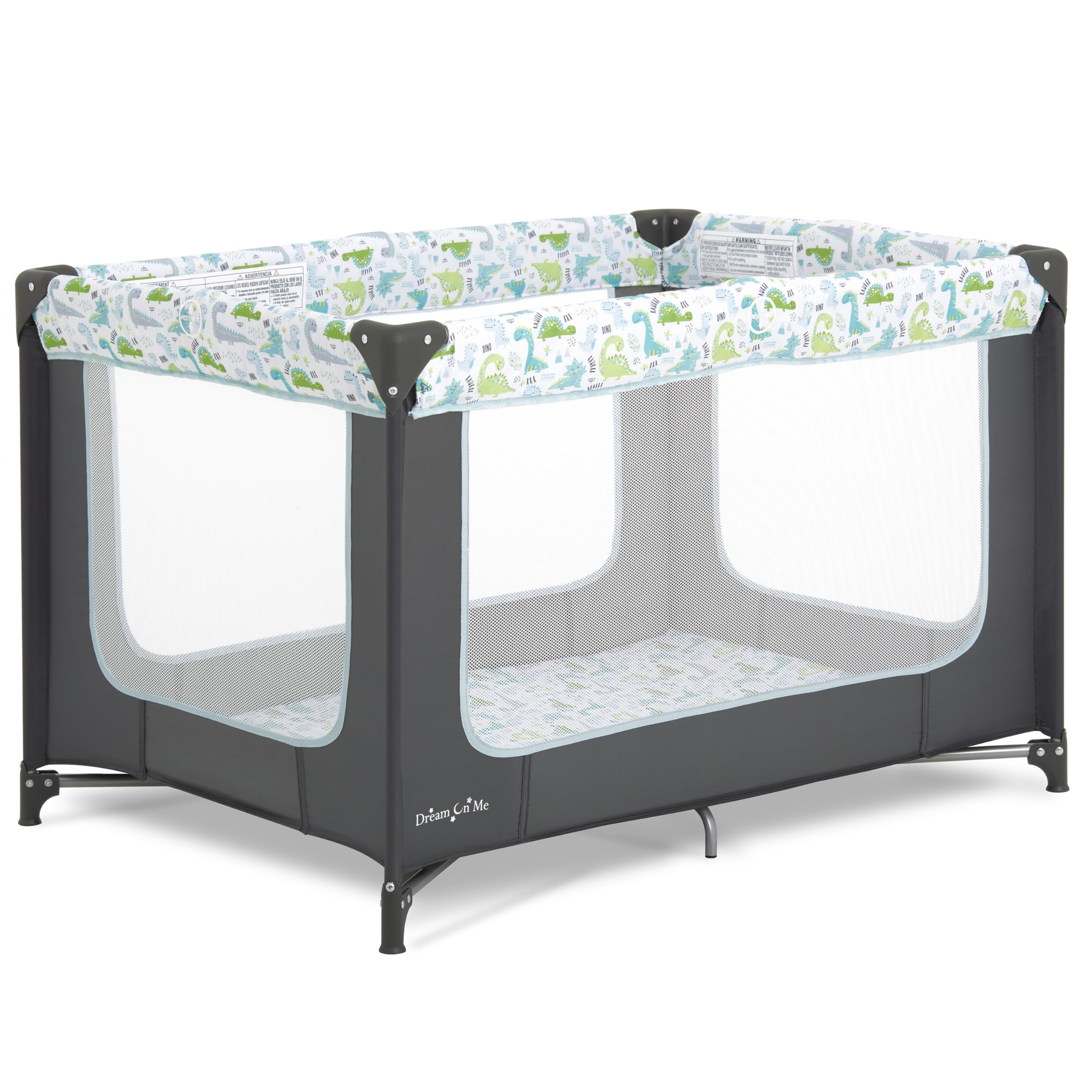 Playard Portátil Dream On Me Zodiak Gris/verde Con Tapete Acolchado - Venta Internacional.