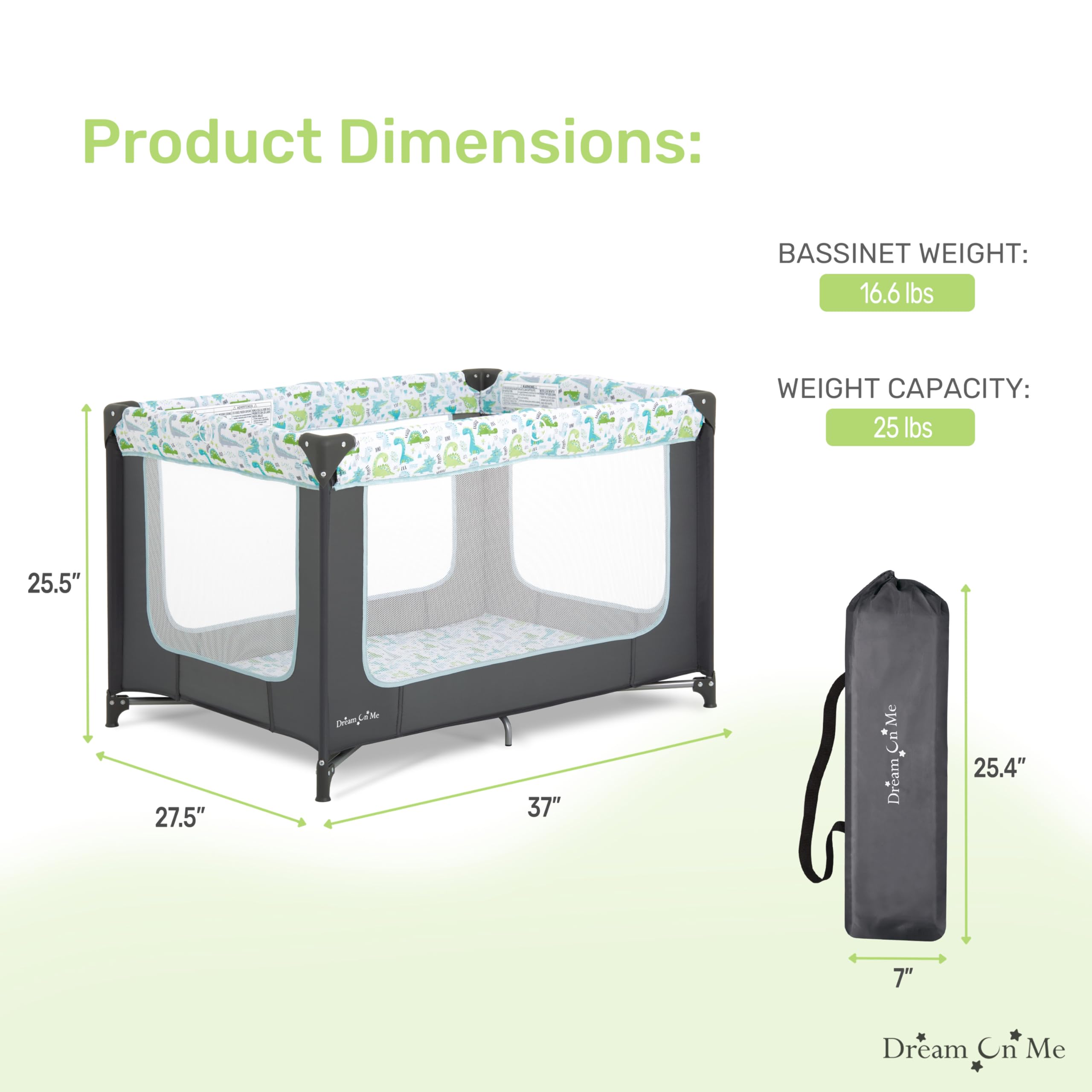 Foto 3 | Playard Portátil Dream On Me Zodiak Gris/verde Con Tapete Acolchado - Venta Internacional.
