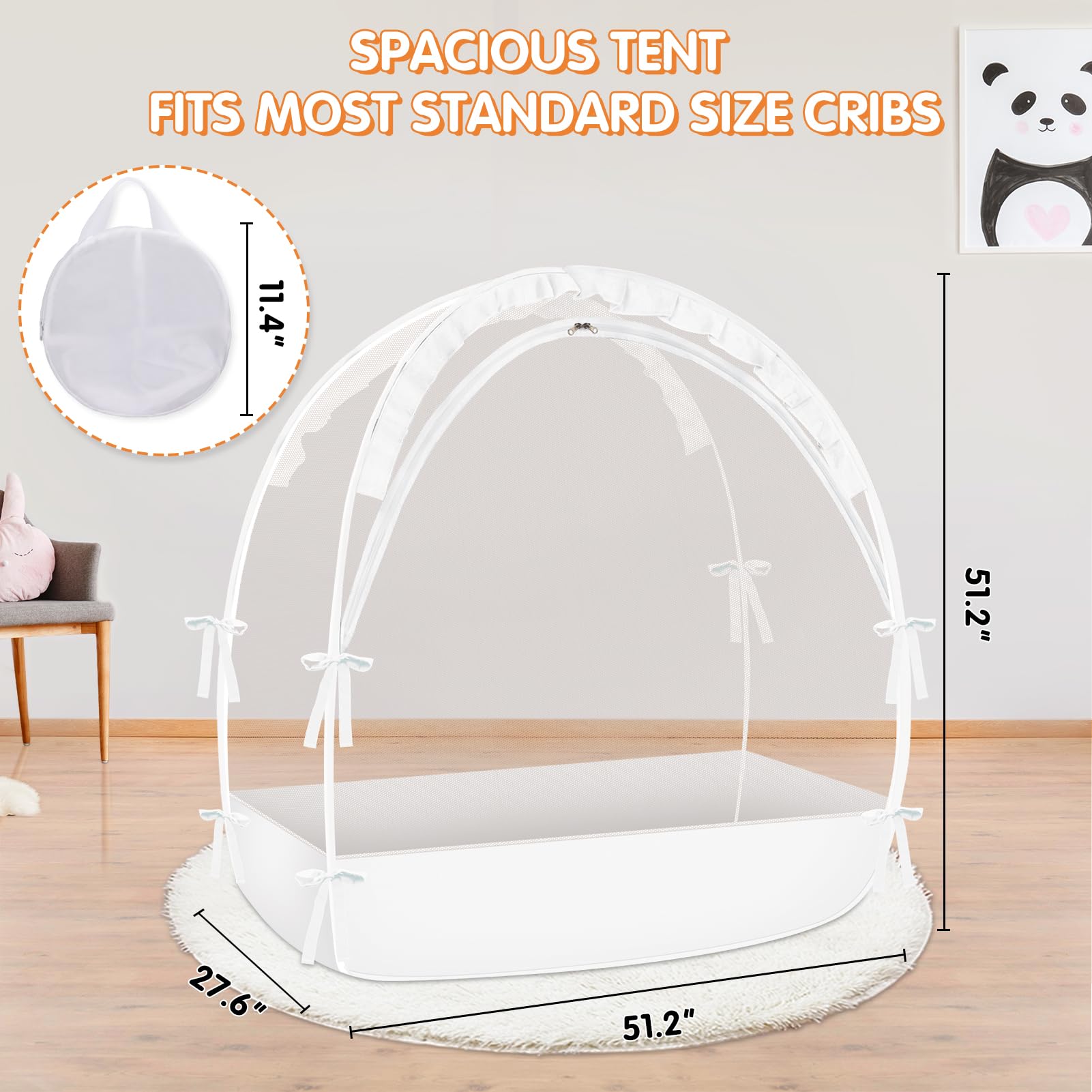 Foto 3 | Red Genérica Para Cuna Crib Tent Para Mantener Al Bebé En Blanco - Venta Internacional.
