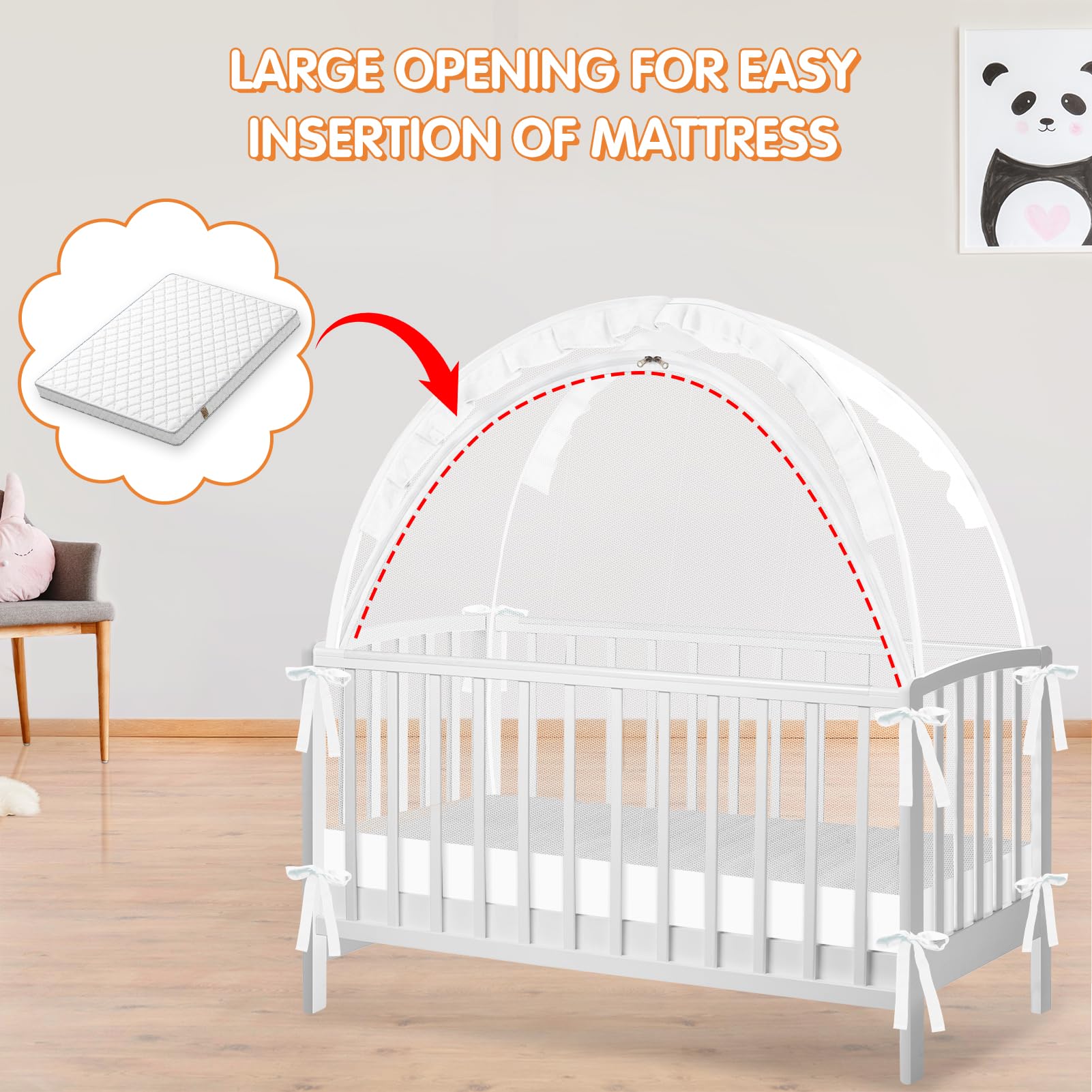 Foto 5 | Red Genérica Para Cuna Crib Tent Para Mantener Al Bebé En Blanco - Venta Internacional.