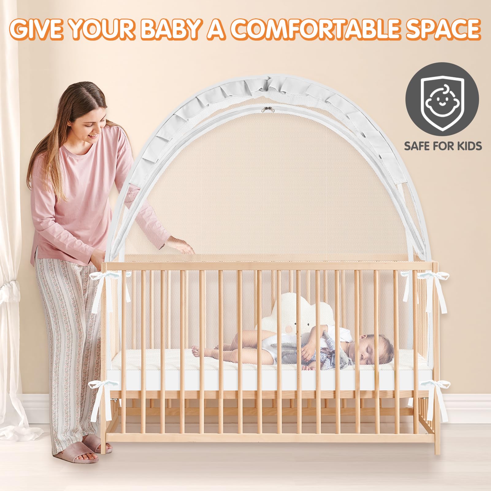 Foto 7 | Red Genérica Para Cuna Crib Tent Para Mantener Al Bebé En Blanco - Venta Internacional.