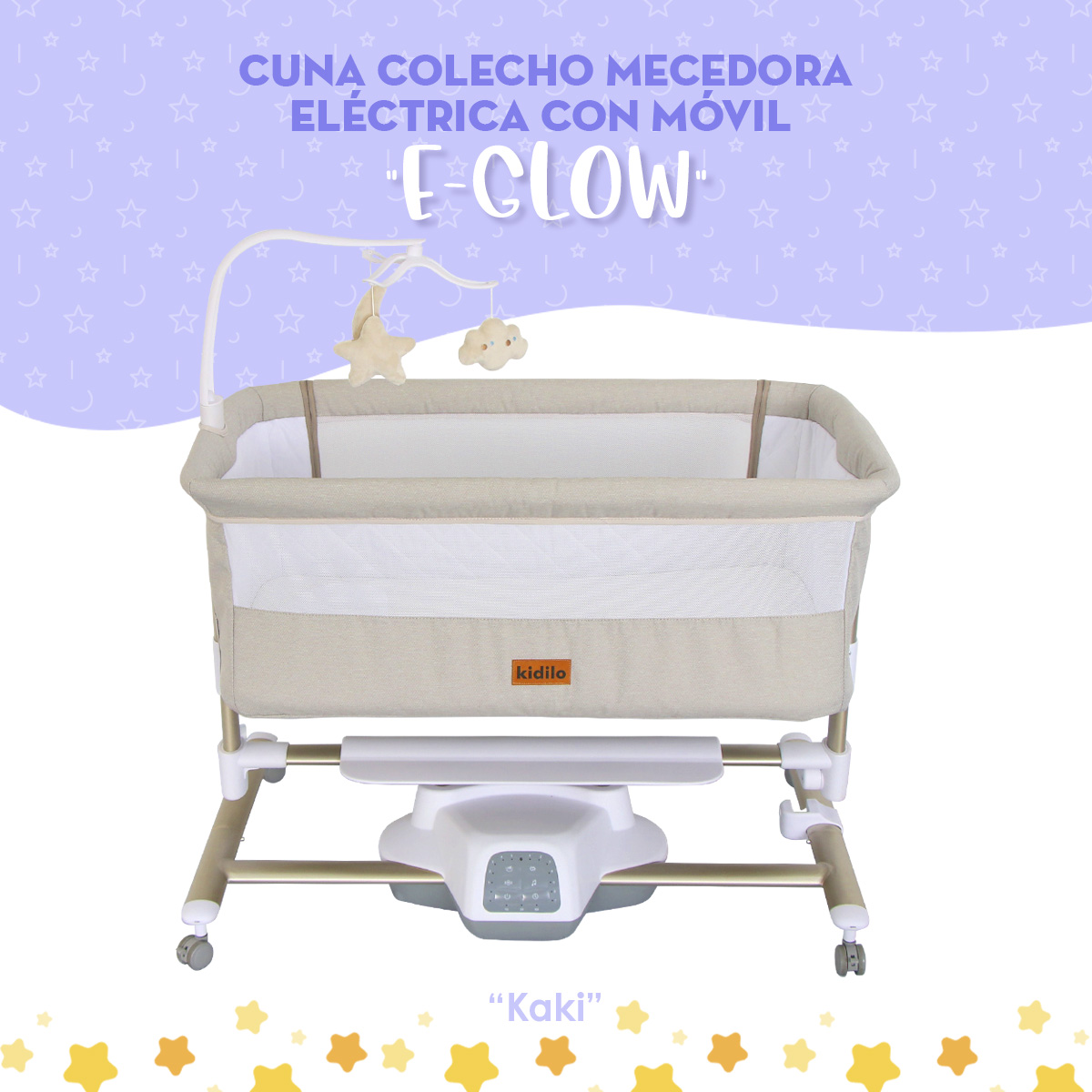Foto 5 pulgar | Cuna Colecho Mecedora Eléctrica Con Móvil  ''e-glow'' Kaki