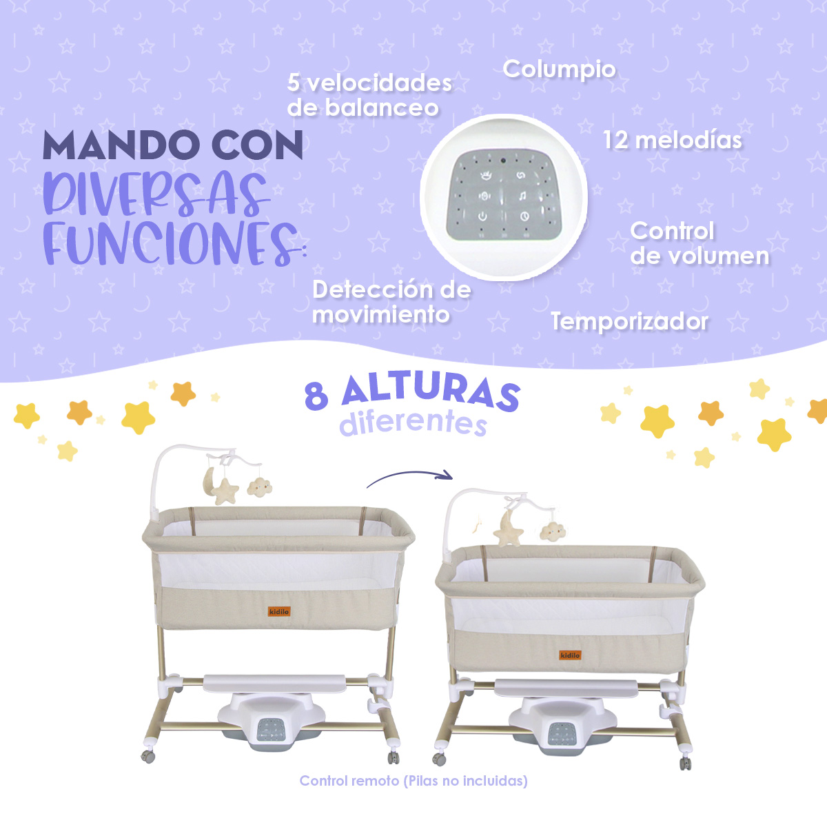 Foto 6 pulgar | Cuna Colecho Mecedora Eléctrica Con Móvil  ''e-glow'' Kaki
