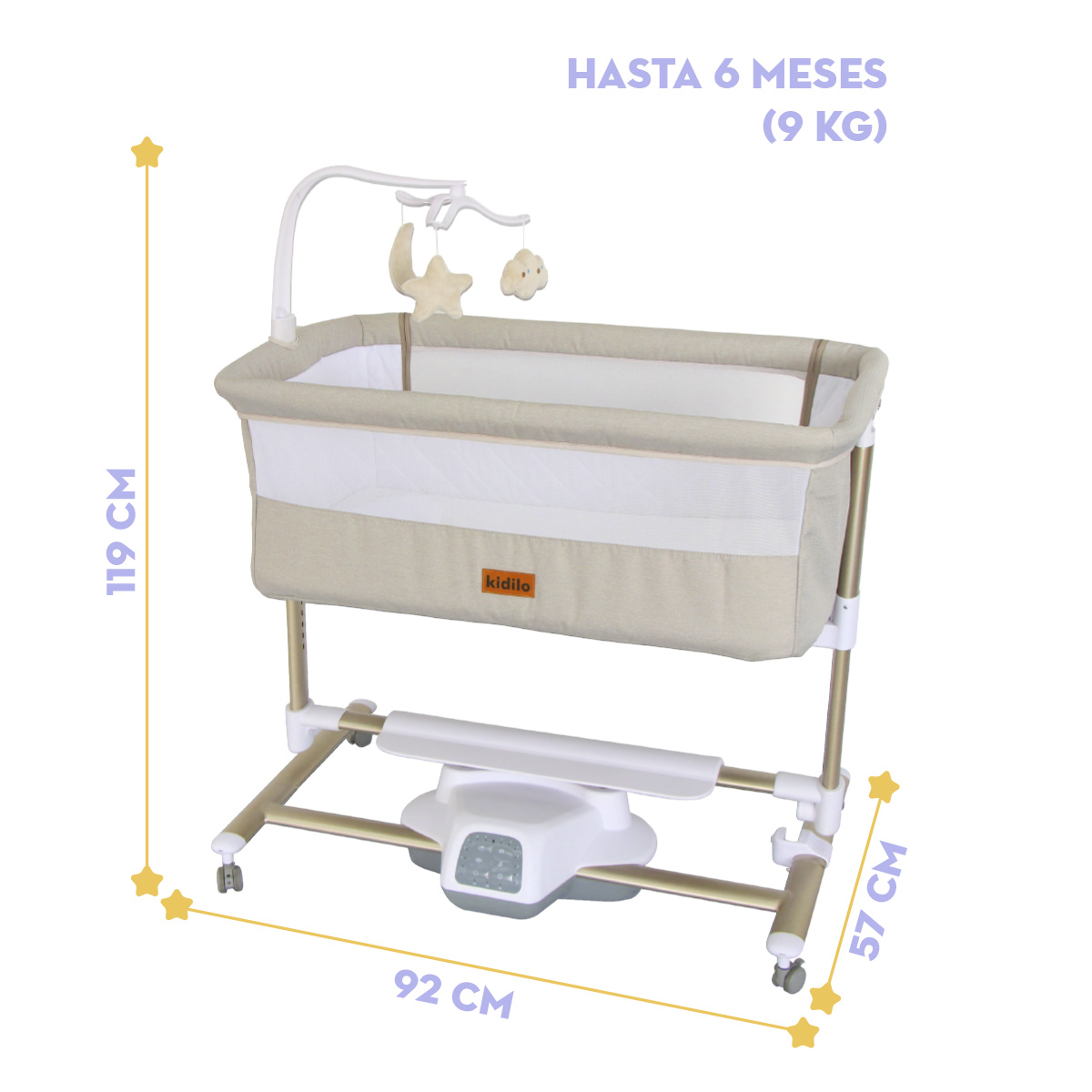 Foto 8 | Cuna Colecho Mecedora Eléctrica Con Móvil  ''e-glow'' Kaki