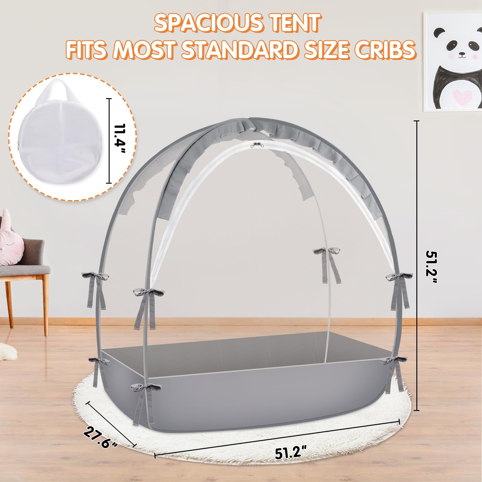 Foto 4 pulgar | Funda De Red De Seguridad Genérica Para Cuna Crib Tent, Gris, Grande - Venta Internacional.