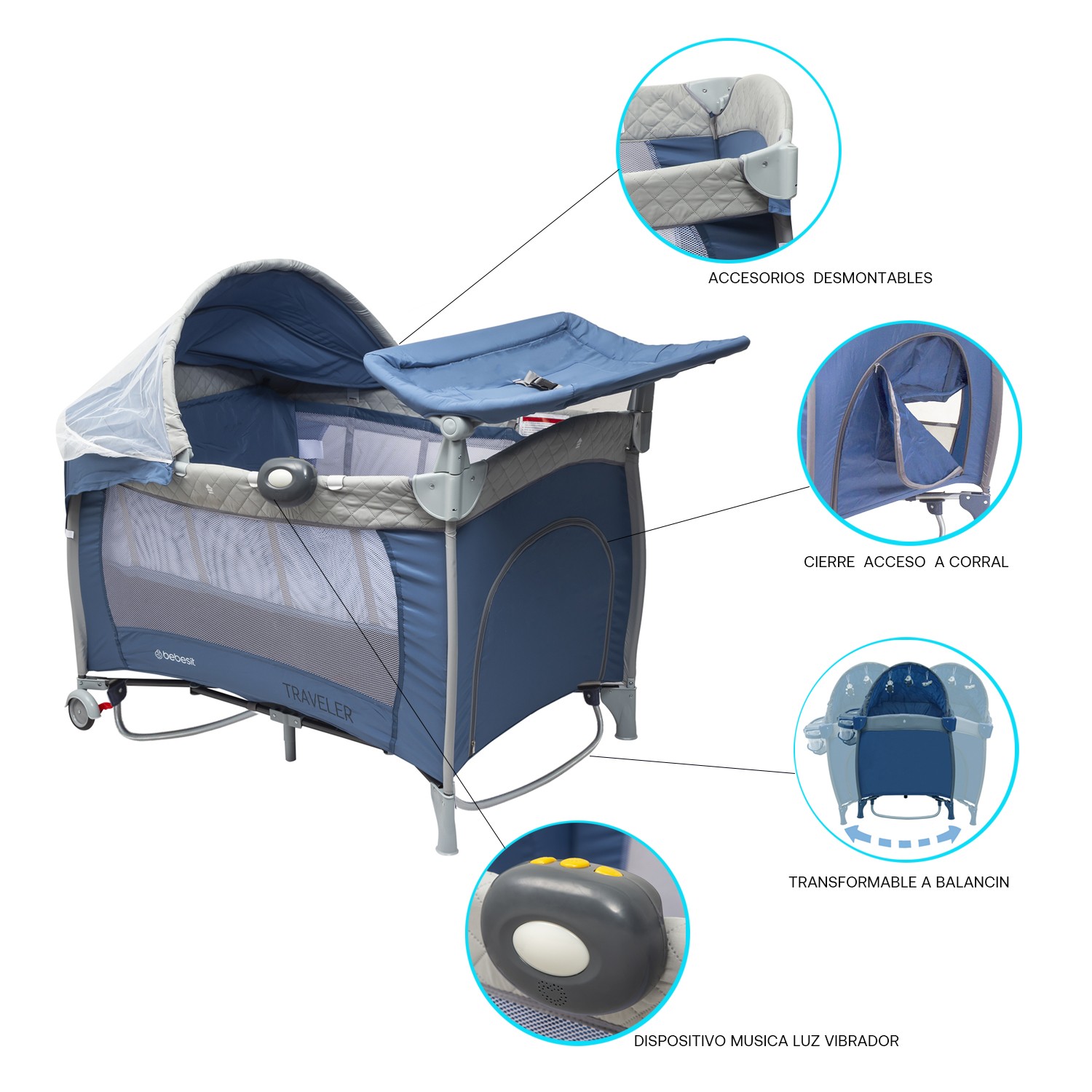 Foto 4 | Cuna Pack & Play Bebesit Traveler Gris