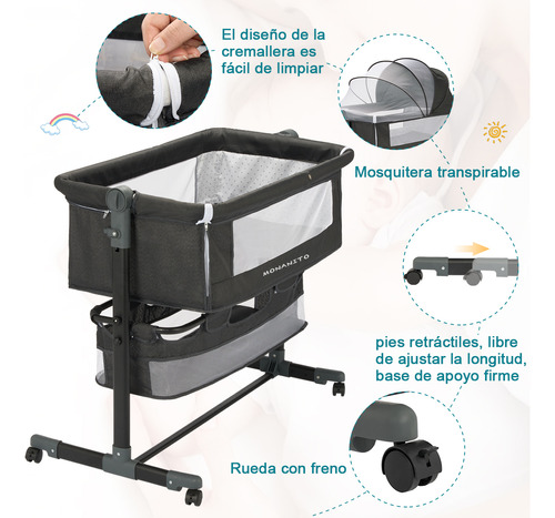 Foto 4 pulgar | Cuna con Ruedas para Bebé