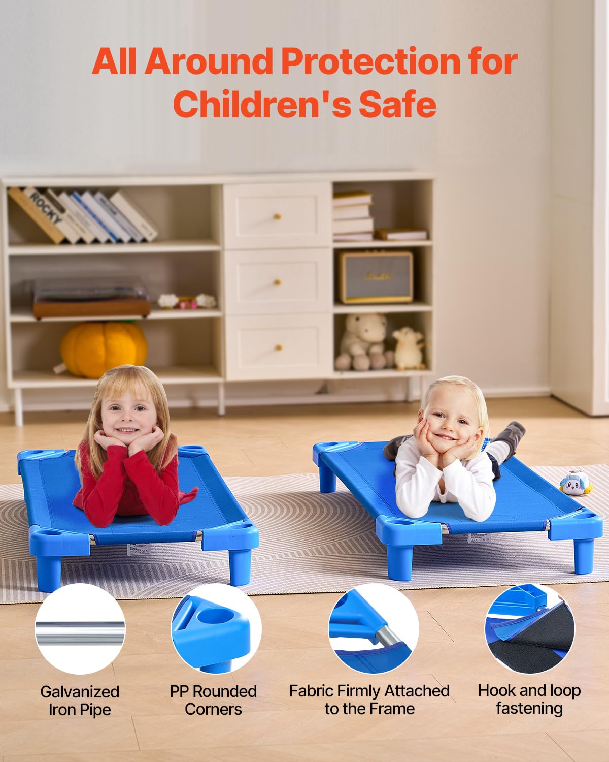 Foto 3 | Cuna Apilable Para Niños Vevor, Paquete De 4 Unidades, Color Azul - Venta Internacional.