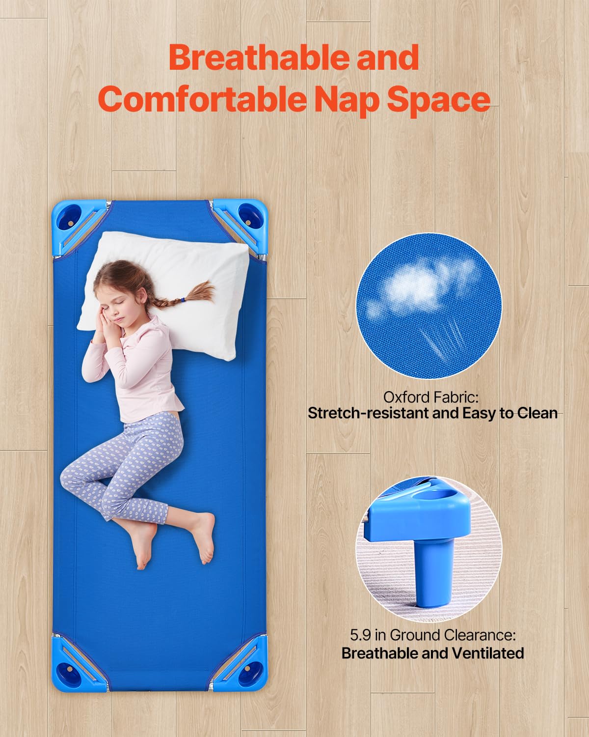 Foto 4 | Cuna Apilable Para Niños Vevor, Paquete De 4 Unidades, Color Azul - Venta Internacional.