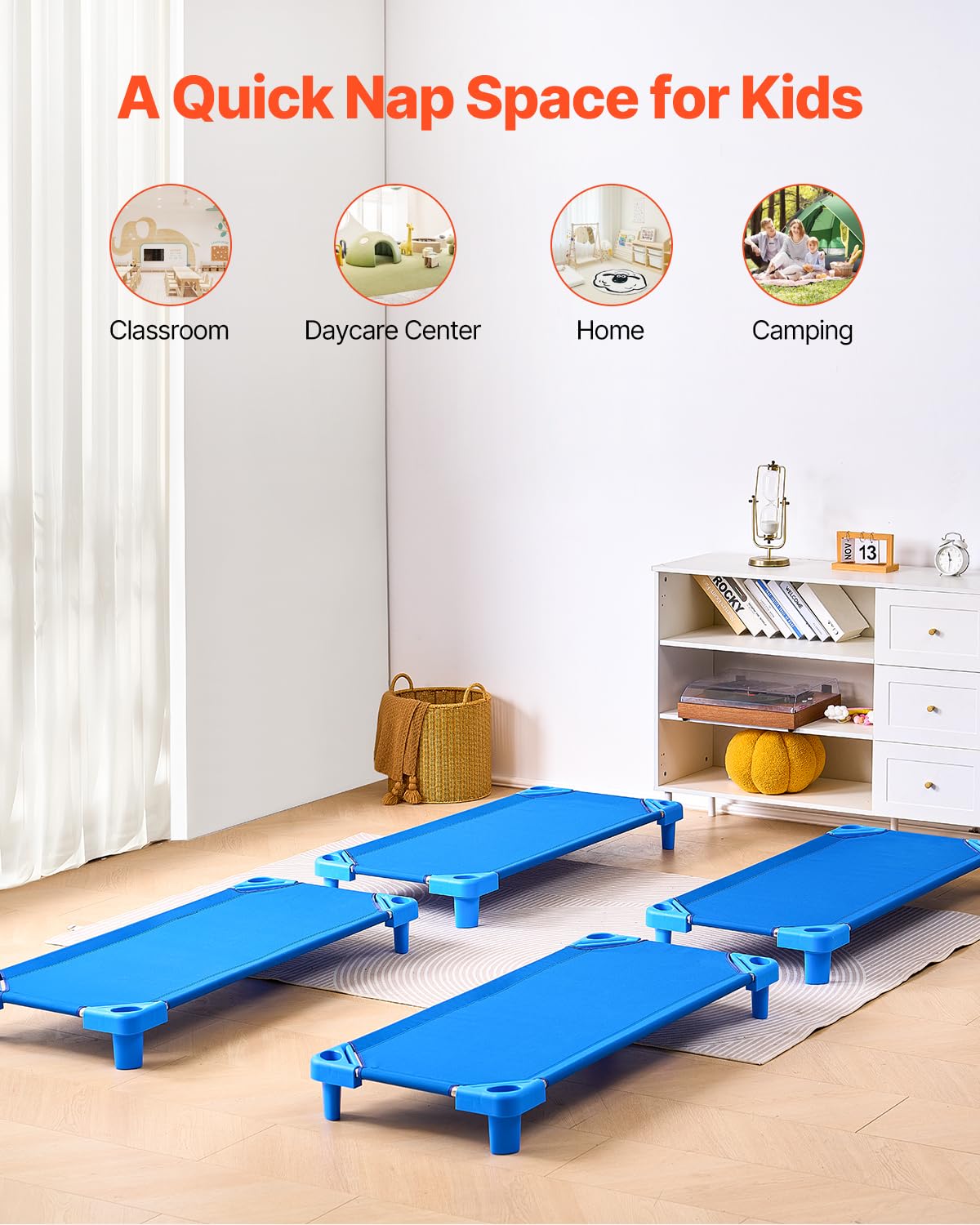 Foto 7 pulgar | Cuna Apilable Para Niños Vevor, Paquete De 4 Unidades, Color Azul - Venta Internacional.
