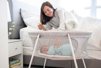 Foto 4 | Cuna Infantil Regalo Baby Basics™ Portátil Gris Con Relleno Acolchado - Venta Internacional.