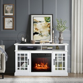 Foto 2 | Soporte De Tv Con Chimenea Costway Electric Para Televisores De Hasta 55 Pulgadas, Color Blanco - Venta Internacional.