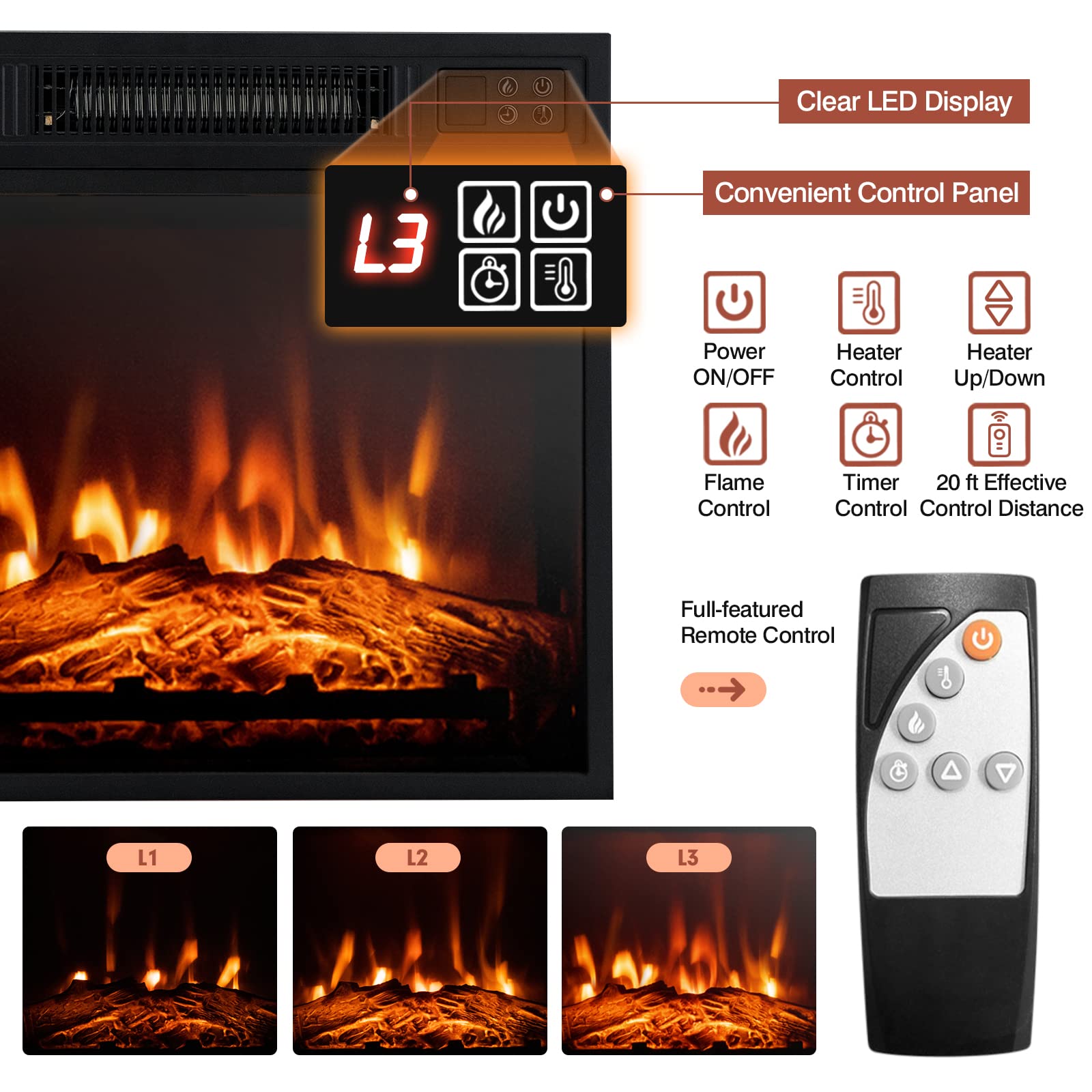 Foto 8 pulgar | Soporte De Tv Con Chimenea Costway Electric Para Televisores De Hasta 55 Pulgadas, Color Blanco - Venta Internacional.
