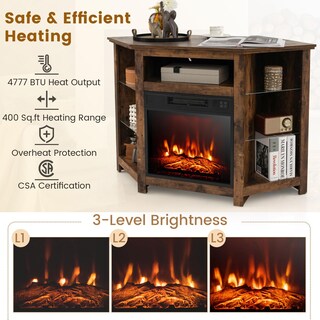 Foto 7 | Soporte De Esquina Para Tv Con Chimenea Eléctrica Costway De Hasta 50 Pulgadas - Venta Internacional.