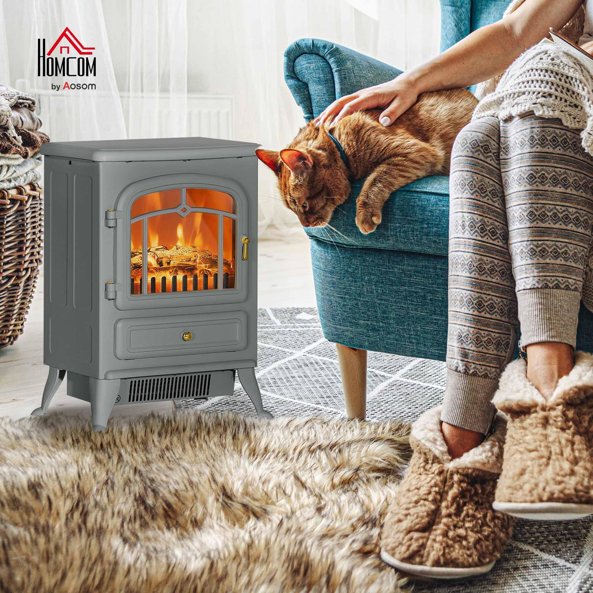 Foto 2 | Calentador Eléctrico Para Chimenea Homcom 22 Gris 750w/1500w - Venta Internacional.