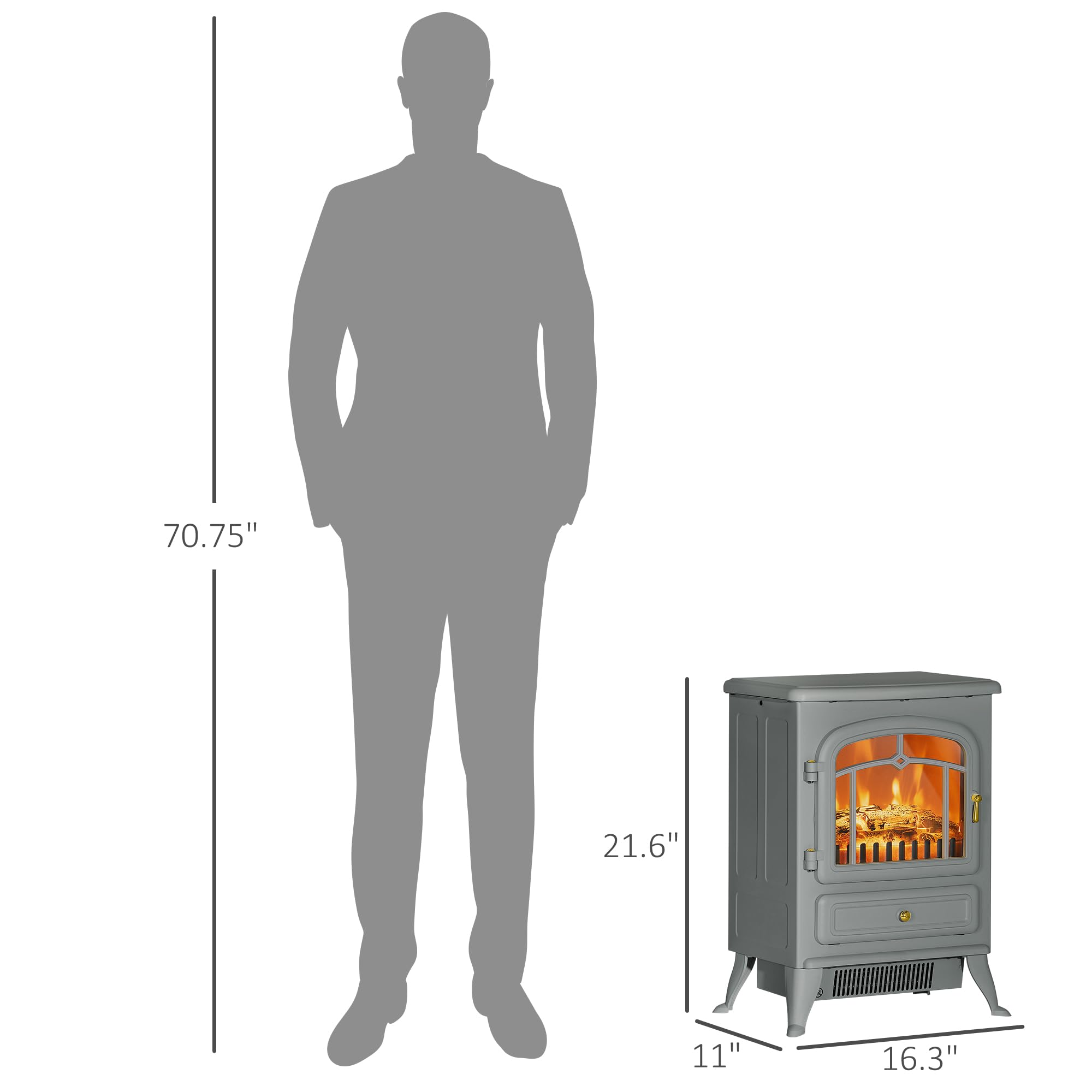 Foto 8 pulgar | Calentador Eléctrico Para Chimenea Homcom 22 Gris 750w/1500w - Venta Internacional.