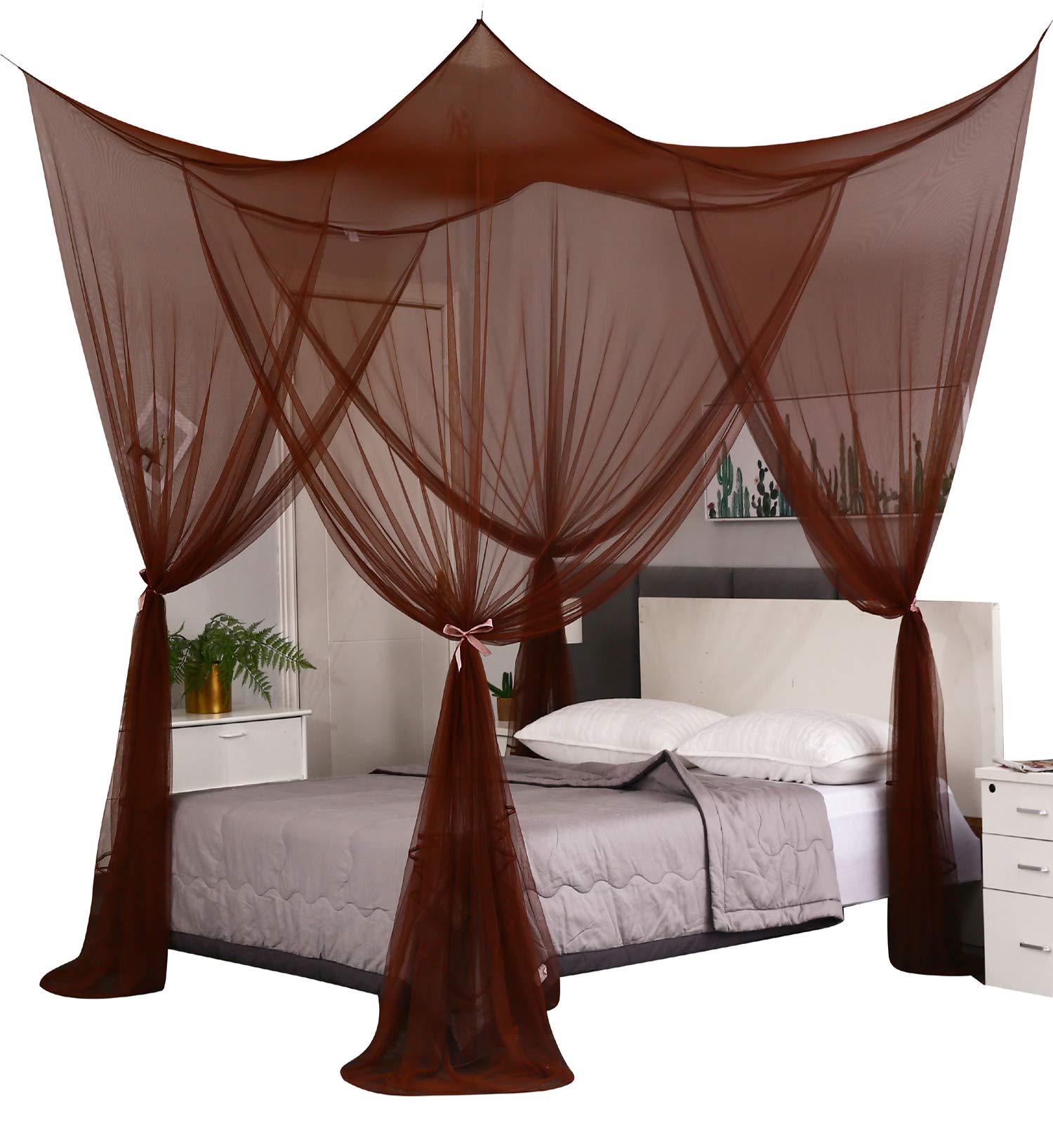 Cortinas De Cama Con Dosel Mengersi, Elegantes, Tamaño Queen Queen Size - Venta Internacional.