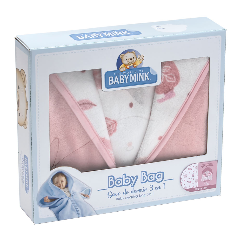 Foto 5 pulgar | Cobertor 3 En 1 Baby Bag Baby Mink Bm35b Rosa Happy Look (100x 80 Cm)