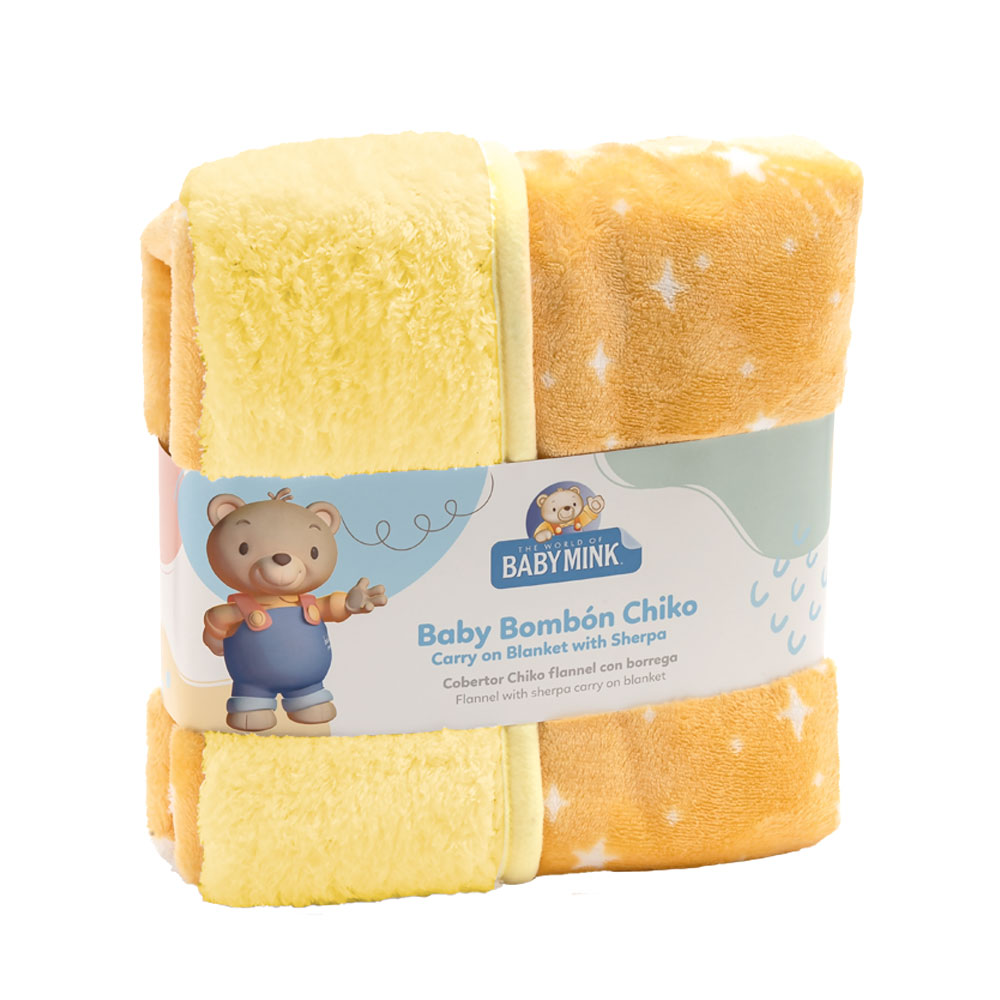 Foto 4 | Cobertor Con Borrega Baby Bombón Baby Mink Bm187 Amarillo (100 X 80 Cm)