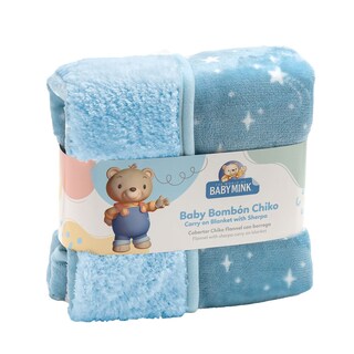 Foto 4 | Cobertor Con Borrega Baby Bombón Baby Mink Bm187 Azul (100 X 80 Cm)