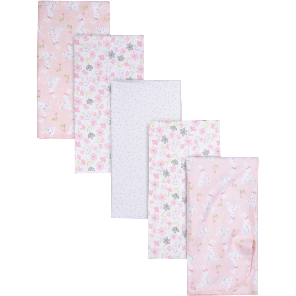 Foto 1 | Mantas Gerber Algodón Blanco Rosa Set 5 Piezas Suaves Bebé