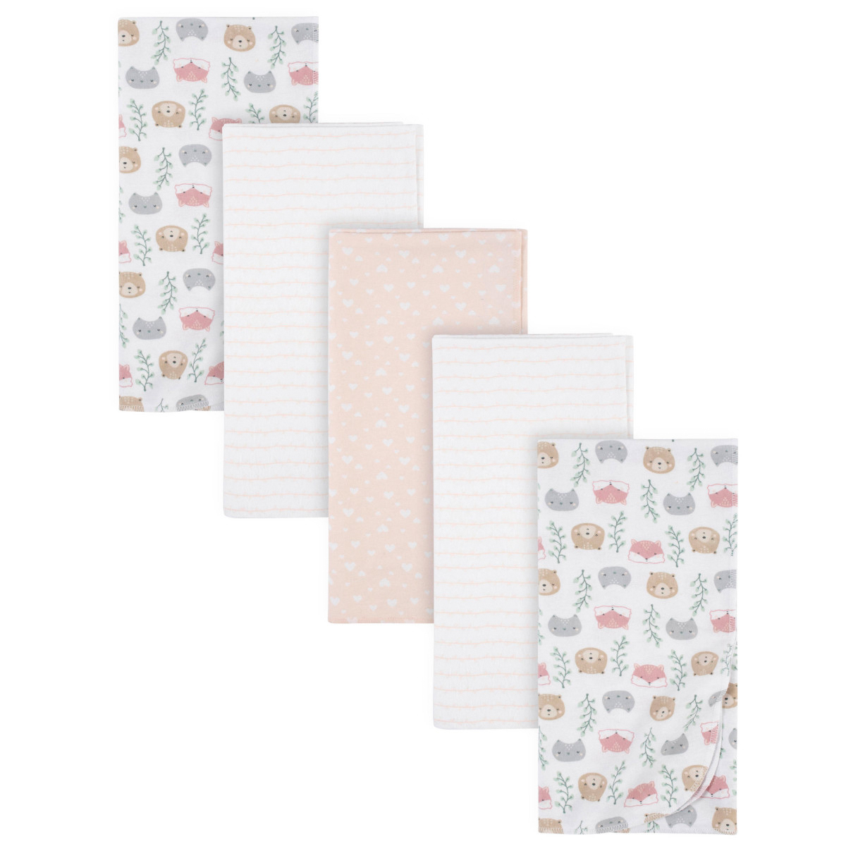 Foto 1 | Mantas Gerber Algodón Rosa Blanco Set 5 Piezas Suaves Bebé