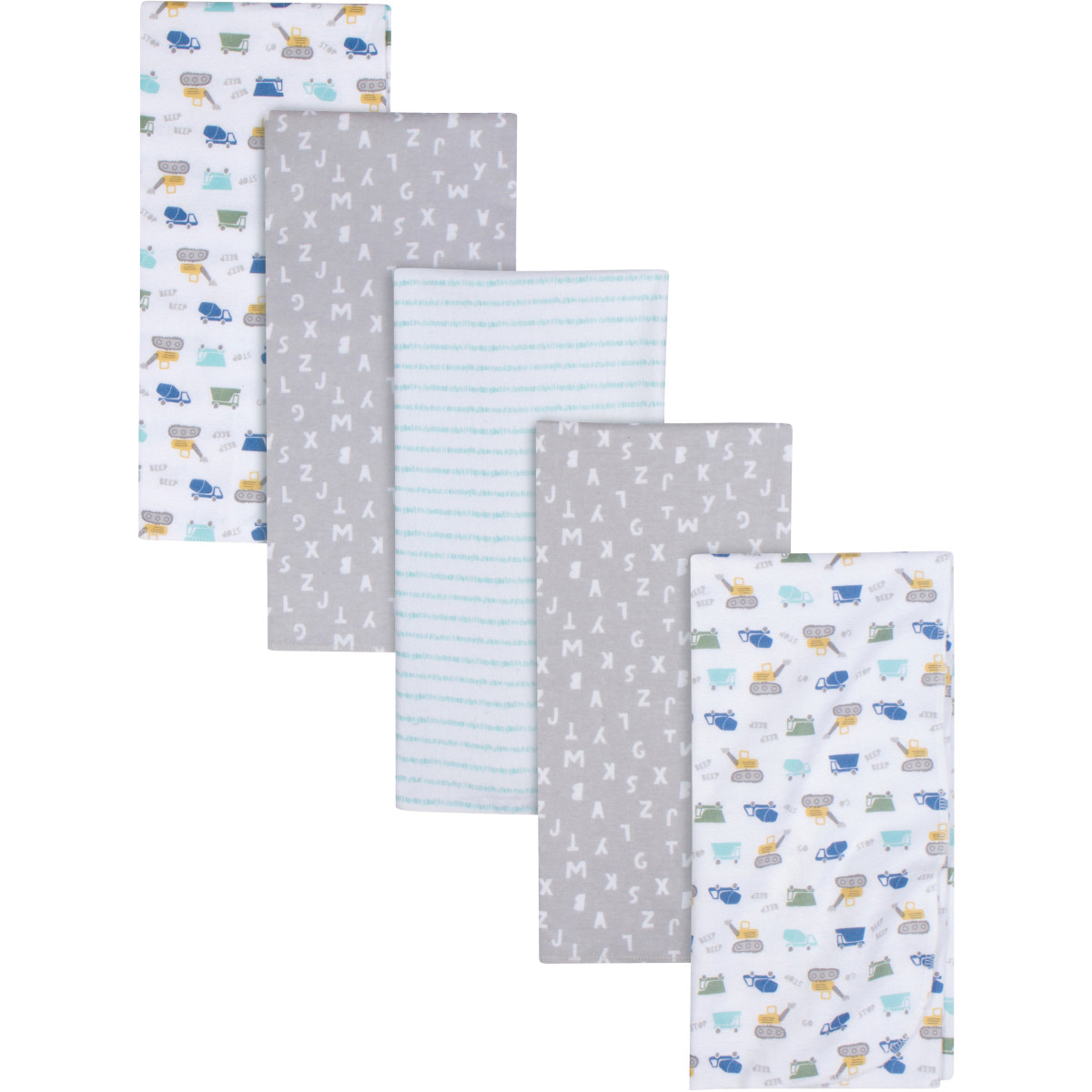 Foto 1 | Mantas Gerber Algodón Gris Azul Set 5 Piezas Suaves Bebé