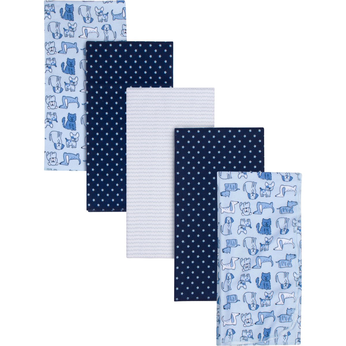 Foto 1 | Mantas Gerber Algodón Azul Set 5 Piezas Suaves Para Bebé