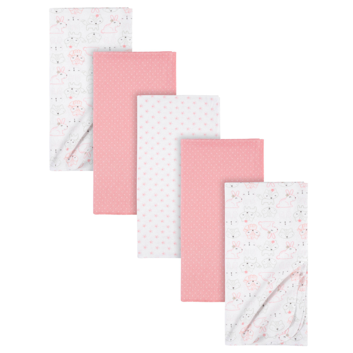 Foto 1 | Mantas Gerber Algodón Blanco Rosa Set 5 Piezas Suaves Bebé