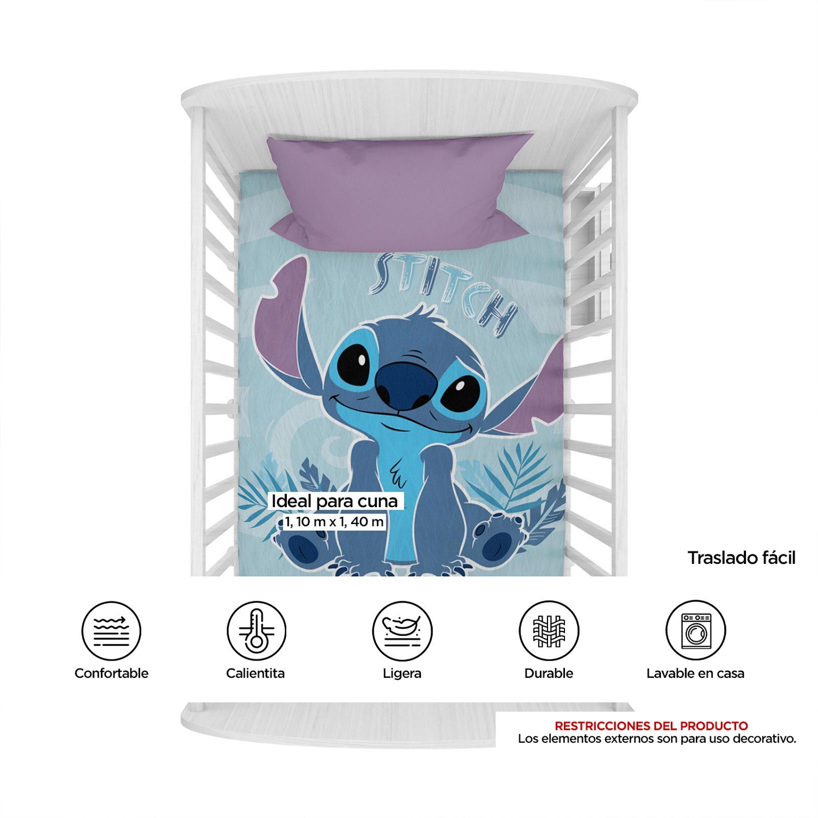 Foto 5 pulgar | Cobertor Cunero Stitch Baby