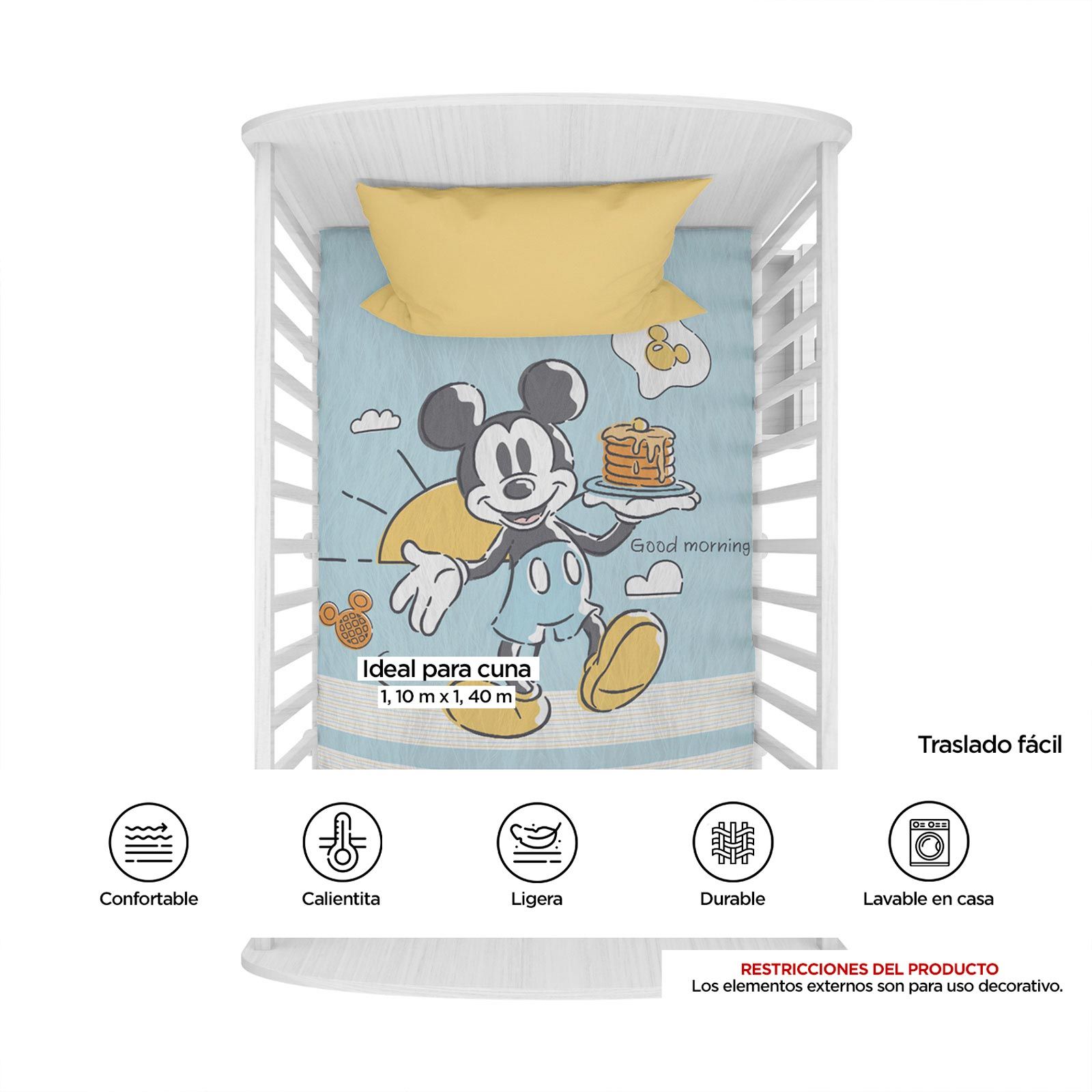 Foto 5 pulgar | Cobertor Cunero Mickey Hot Cakes