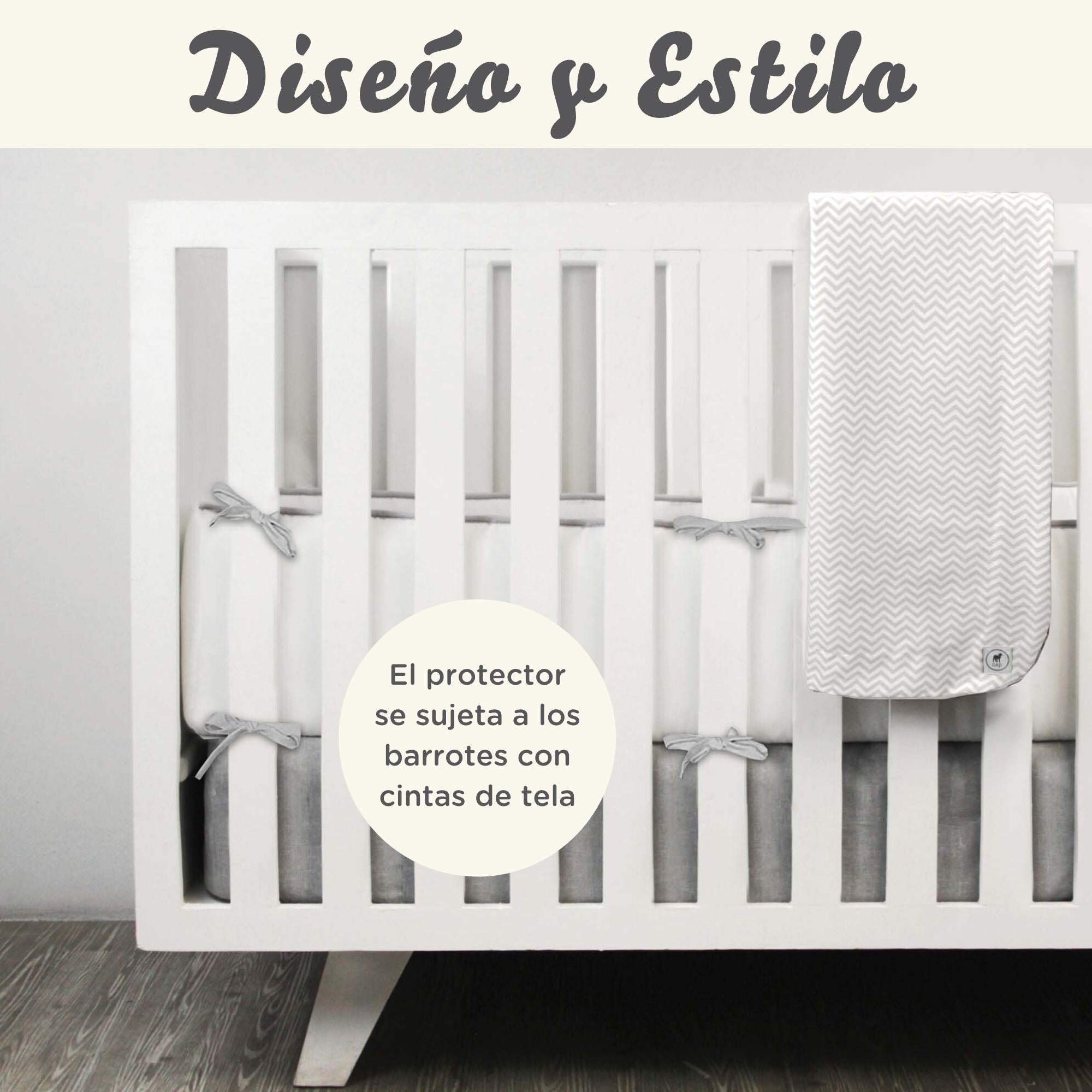 Foto 3 pulgar | Bumper Nap para Cama Cuna 95x140cm - Blanco Gris